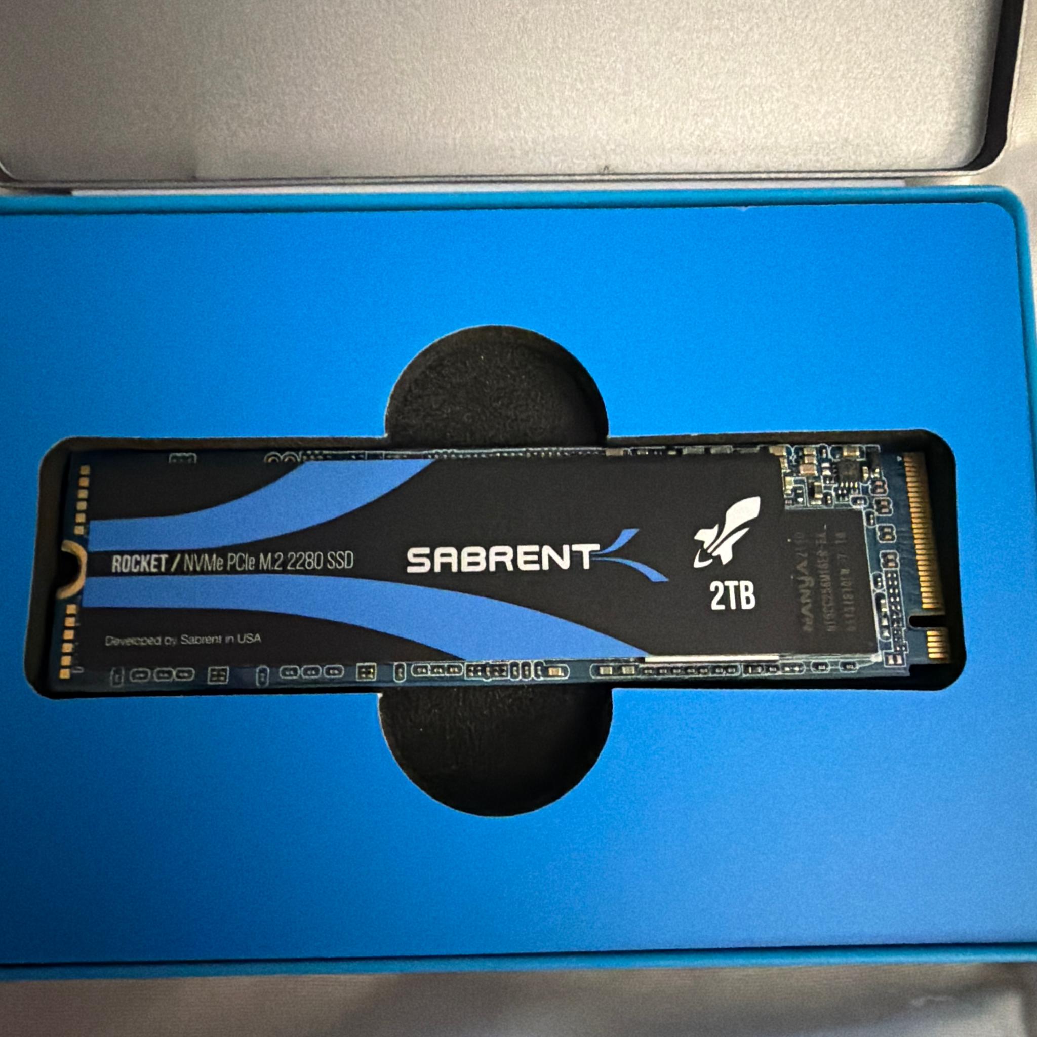 2TB Sabrent Rocket NVME M.2 SSD 100% HEALTH
