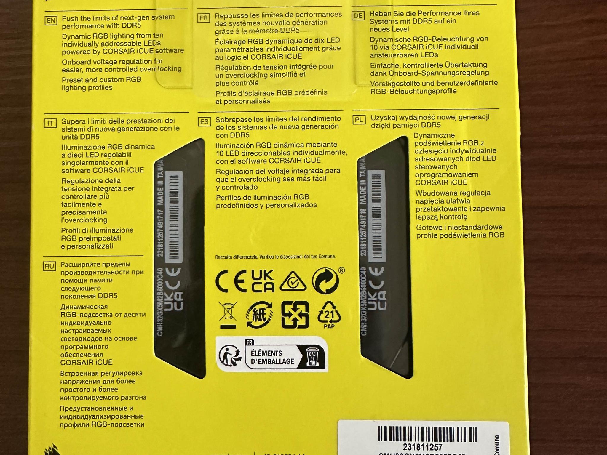 CORSAIR VENGEANCE® RGB 32GB (2x16GB) DDR5 DRAM 6000MT/s CL40 Memory Kit — Black