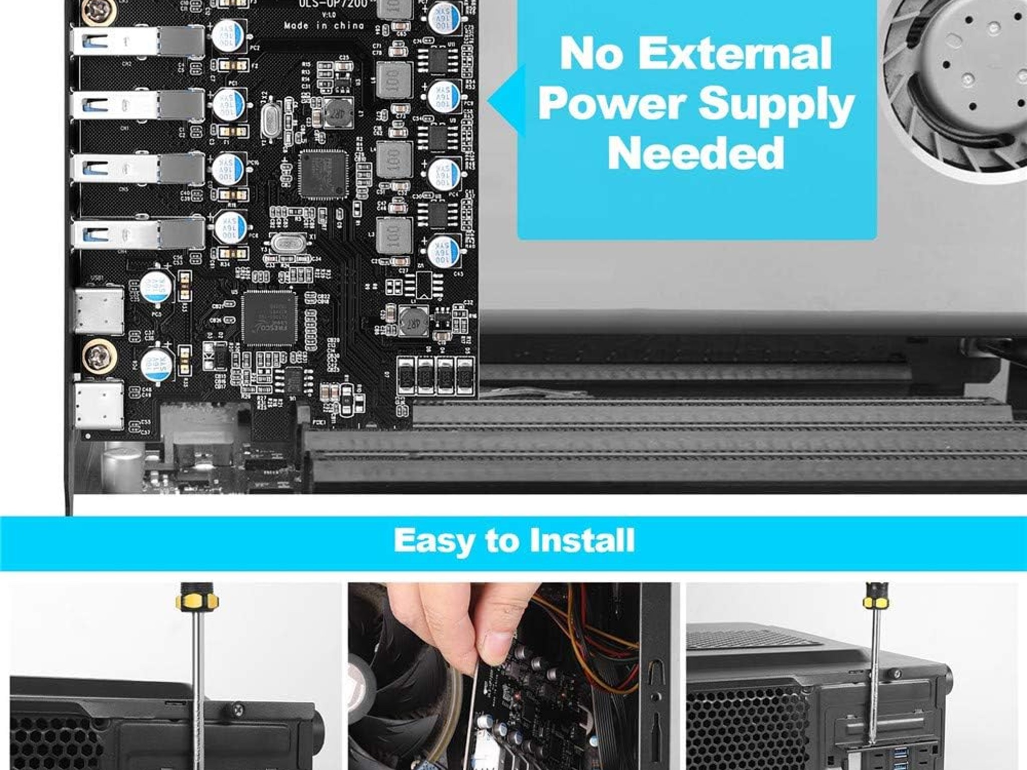 PCIE USB 3.0 Expansion Card 7 Ports 5X Type-A and 2 USB C PCIe Card Super Speed PCI Express USB3 Hub
