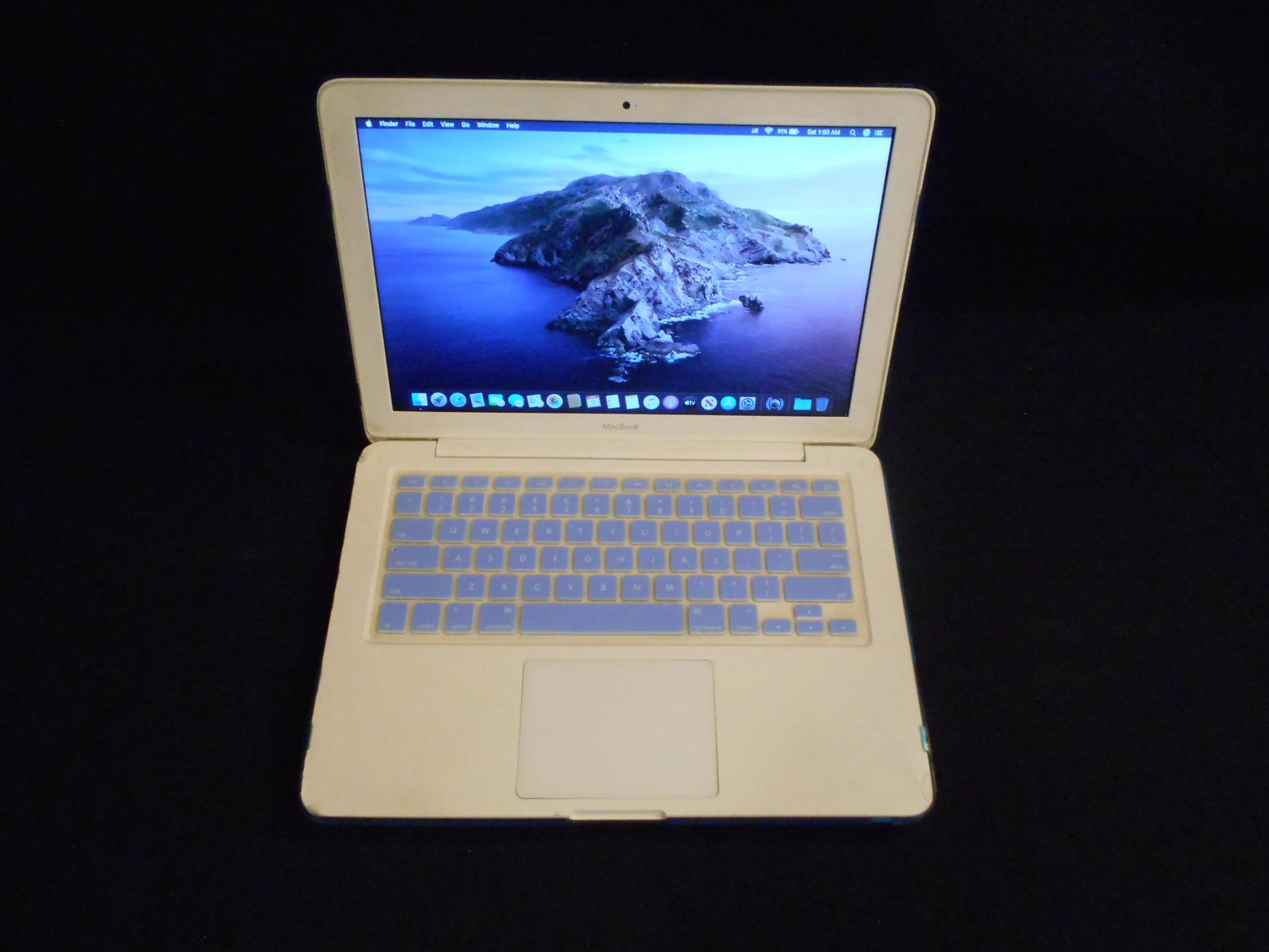 Macbook Unibody With Blue Protectice Case