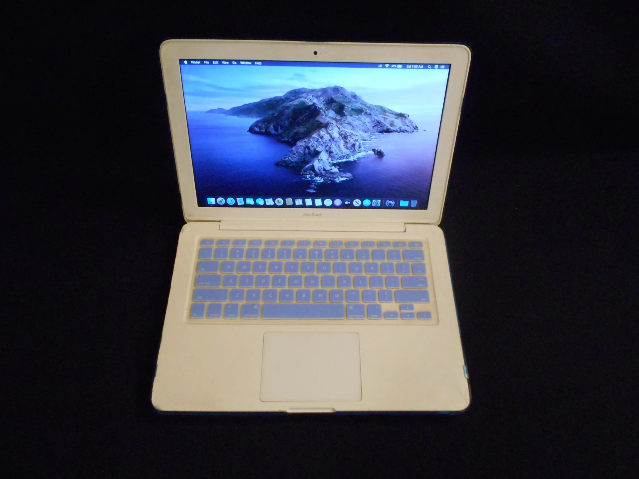 Macbook Unibody With Blue Protectice Case