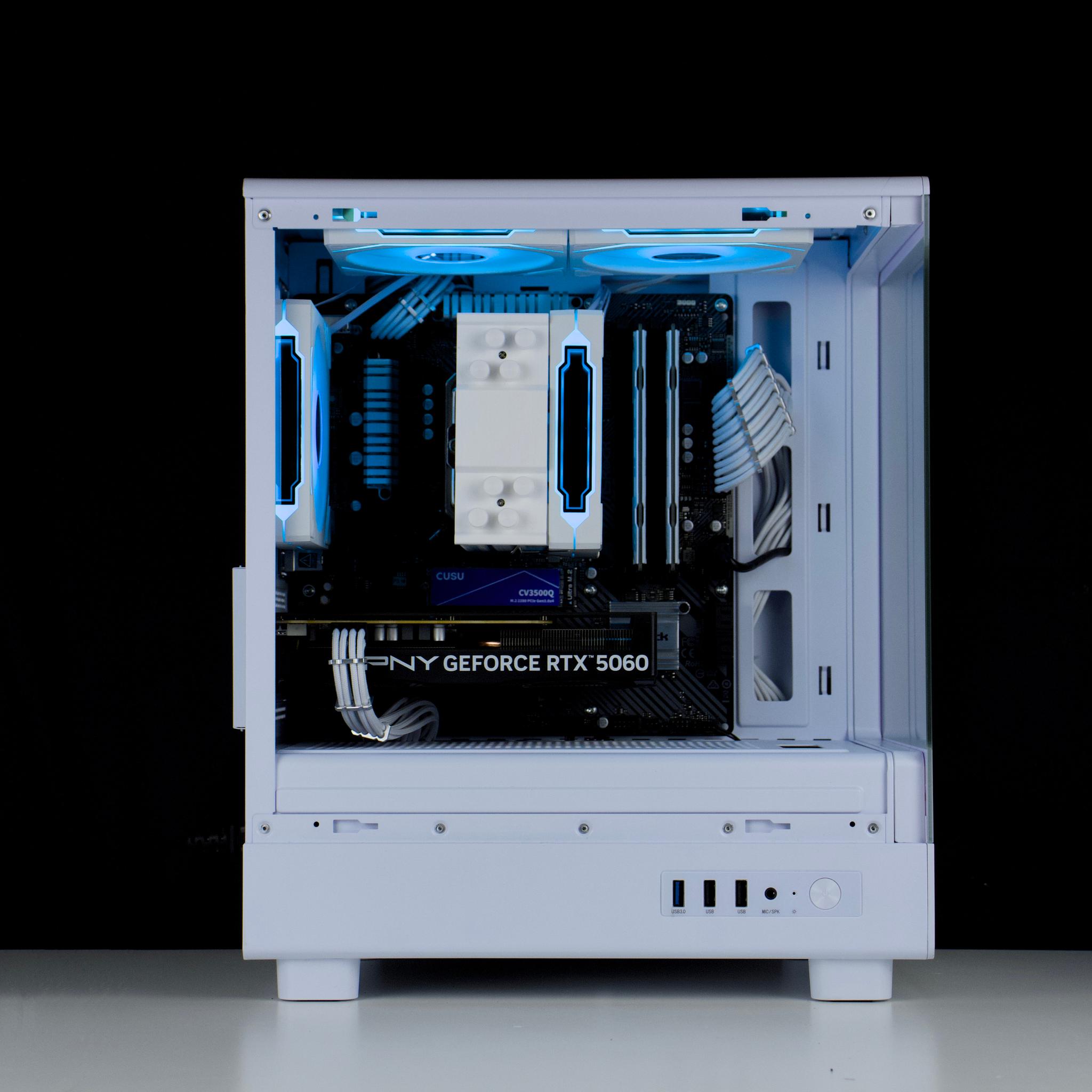 🧊❄️🧊 White Gaming PC – RTX 5060, Ryzen 5 5500, 16GB RAM, 1TB SSD - WiFi 🧊❄️🧊