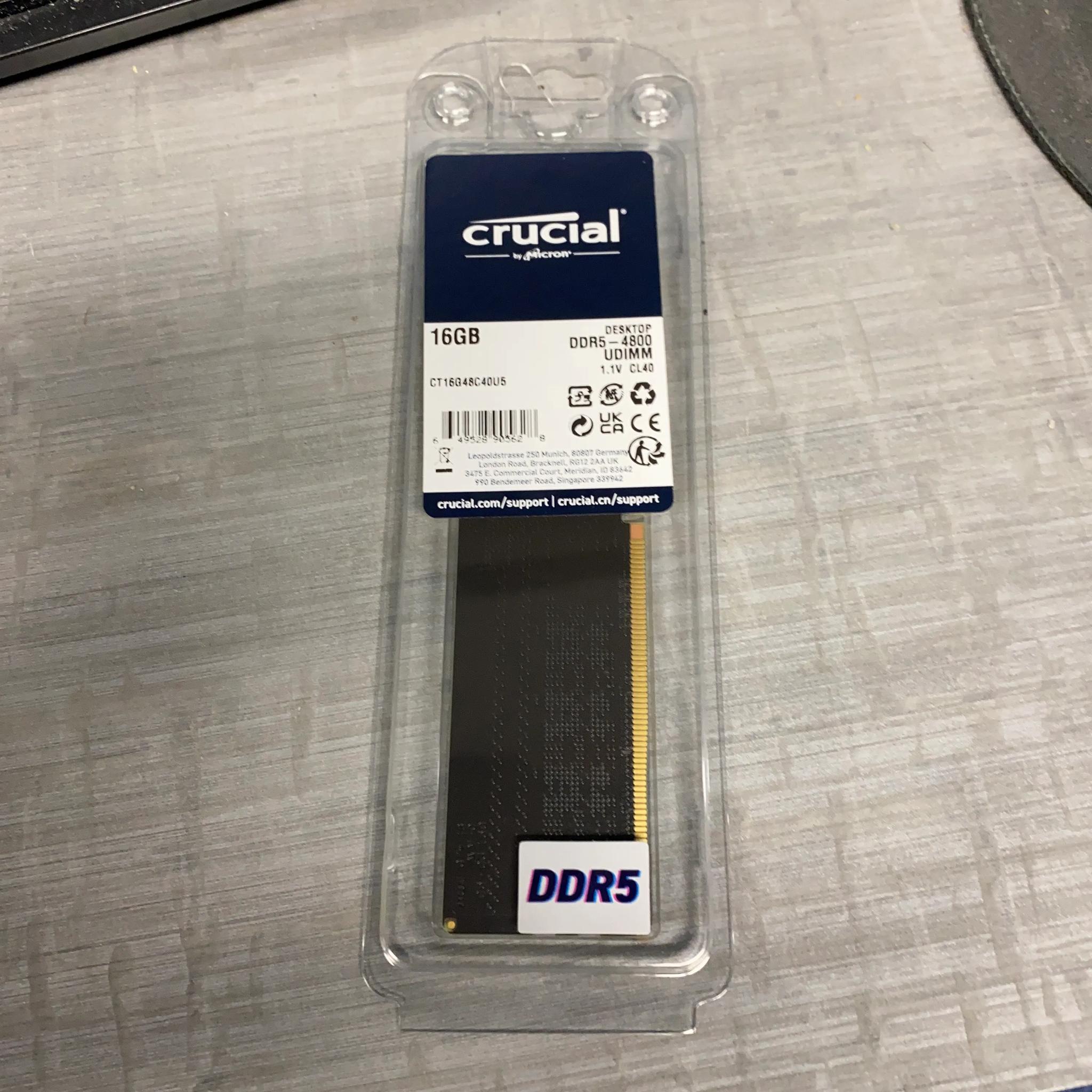 Crucial DDR5 4800 CL40 Ram 16GB Single Stick