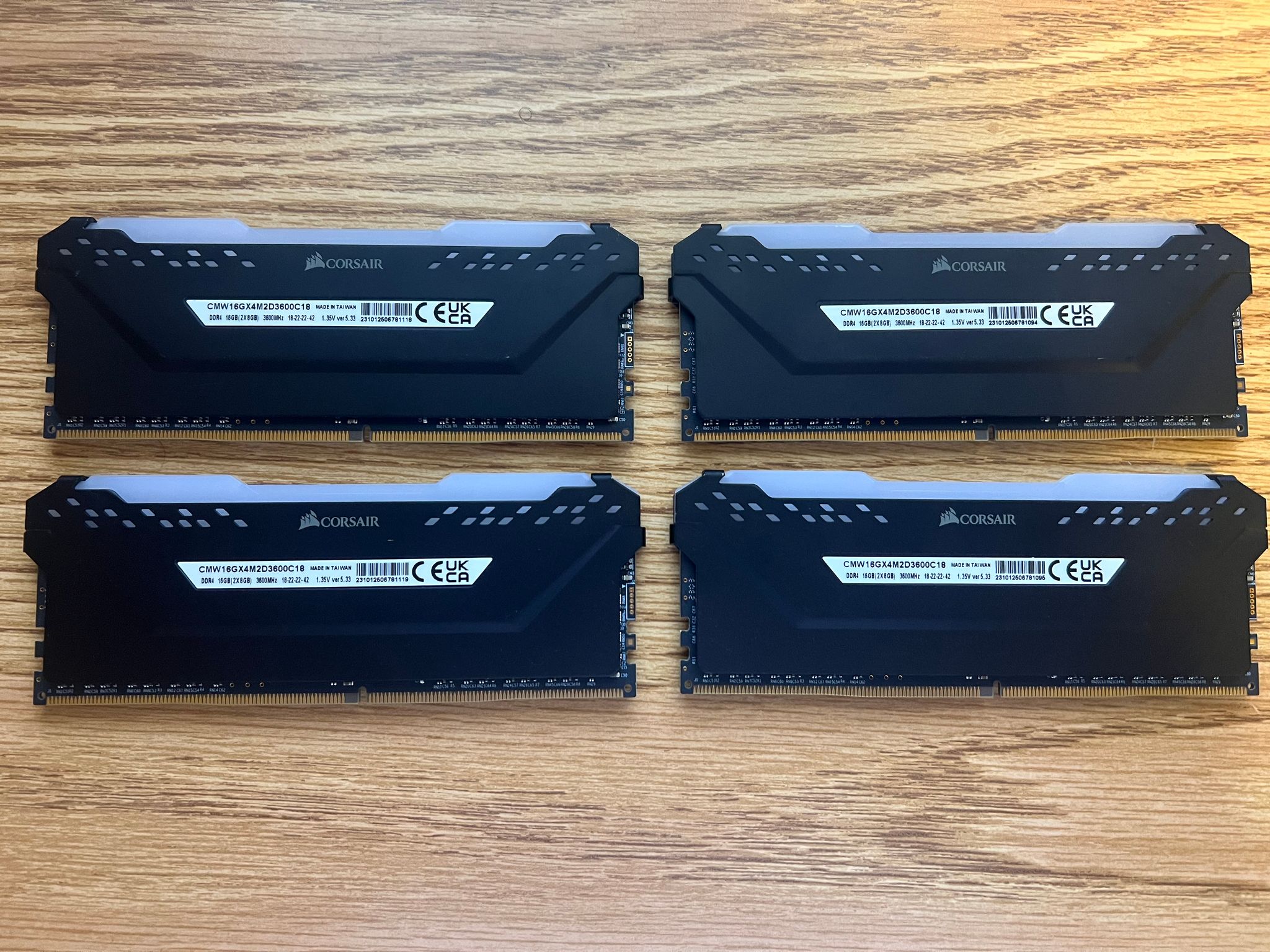 32GB (4x8GB) DDR4-3600MHz CL18 Corsair Vengeance RGB PRO RAM Memory