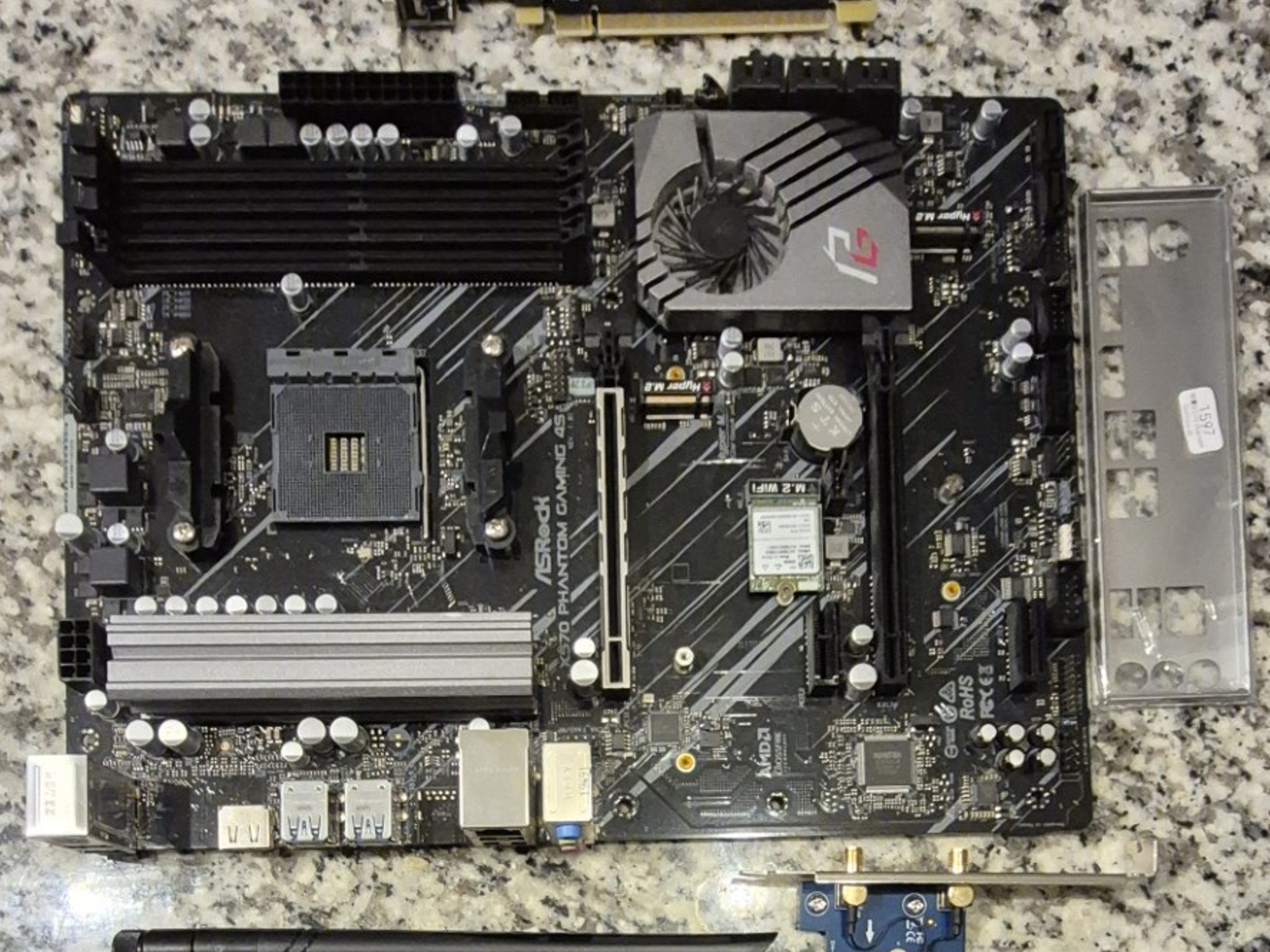 Combo ASRock X570 PHANTOM GAMING 4S AMD ATX AM4 Mobo, 32GB Vegeance LPX RAM, MSI GeForce GT 710 GPU