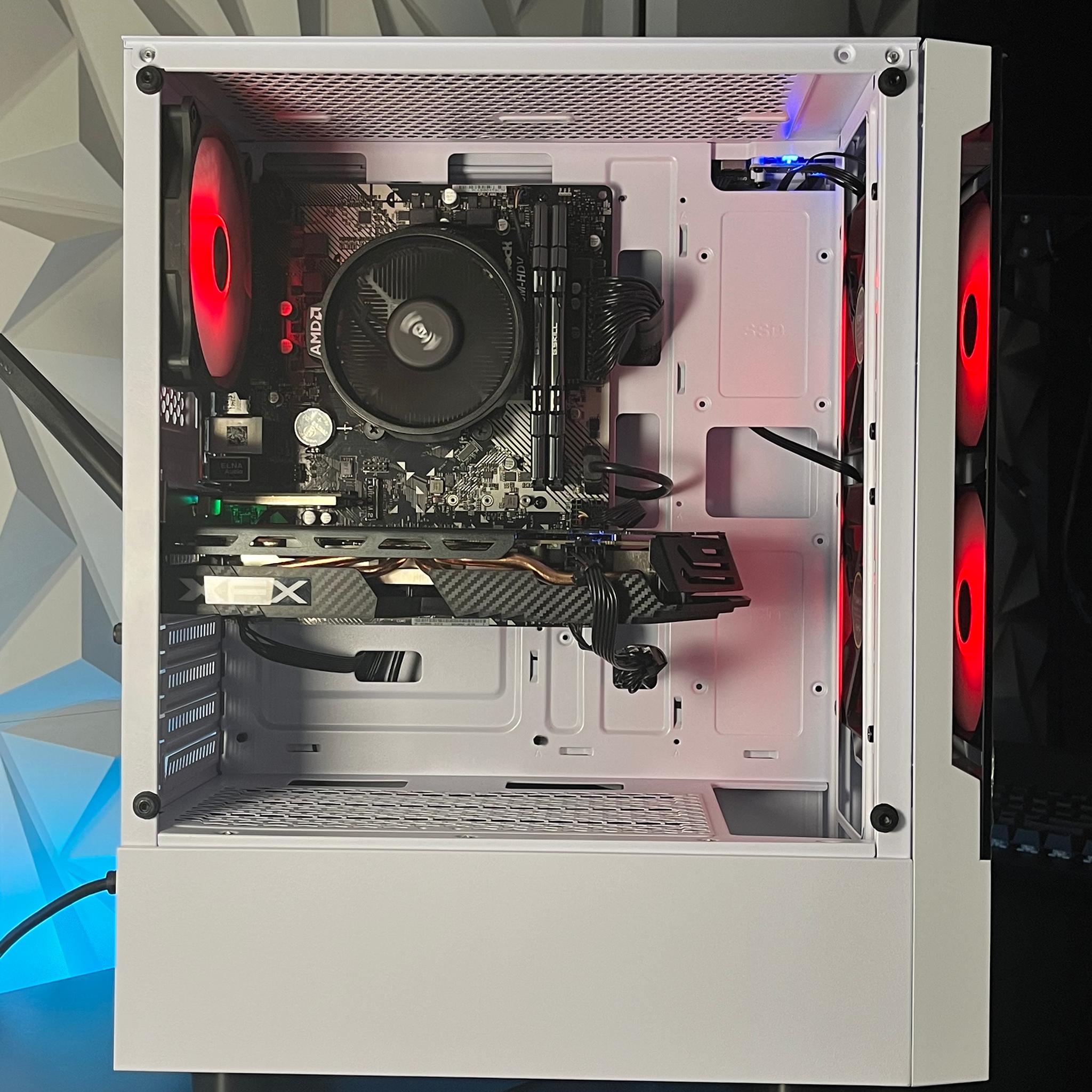 RX 580 8GB OC+, Ryzen 5 2400G, 16GB RAM | White RGB Gaming Computer/PC