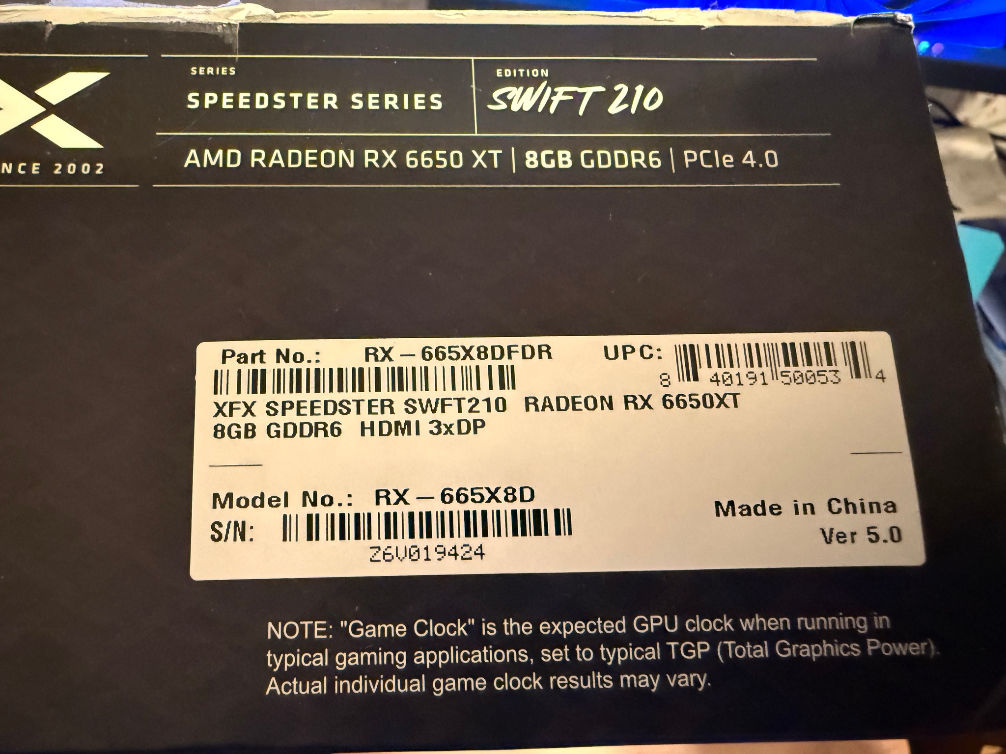 Used w/box - XFX Speedster Swift 210 AMD Radeon RX 6650 XT 8GB DDR6 Graphics Card