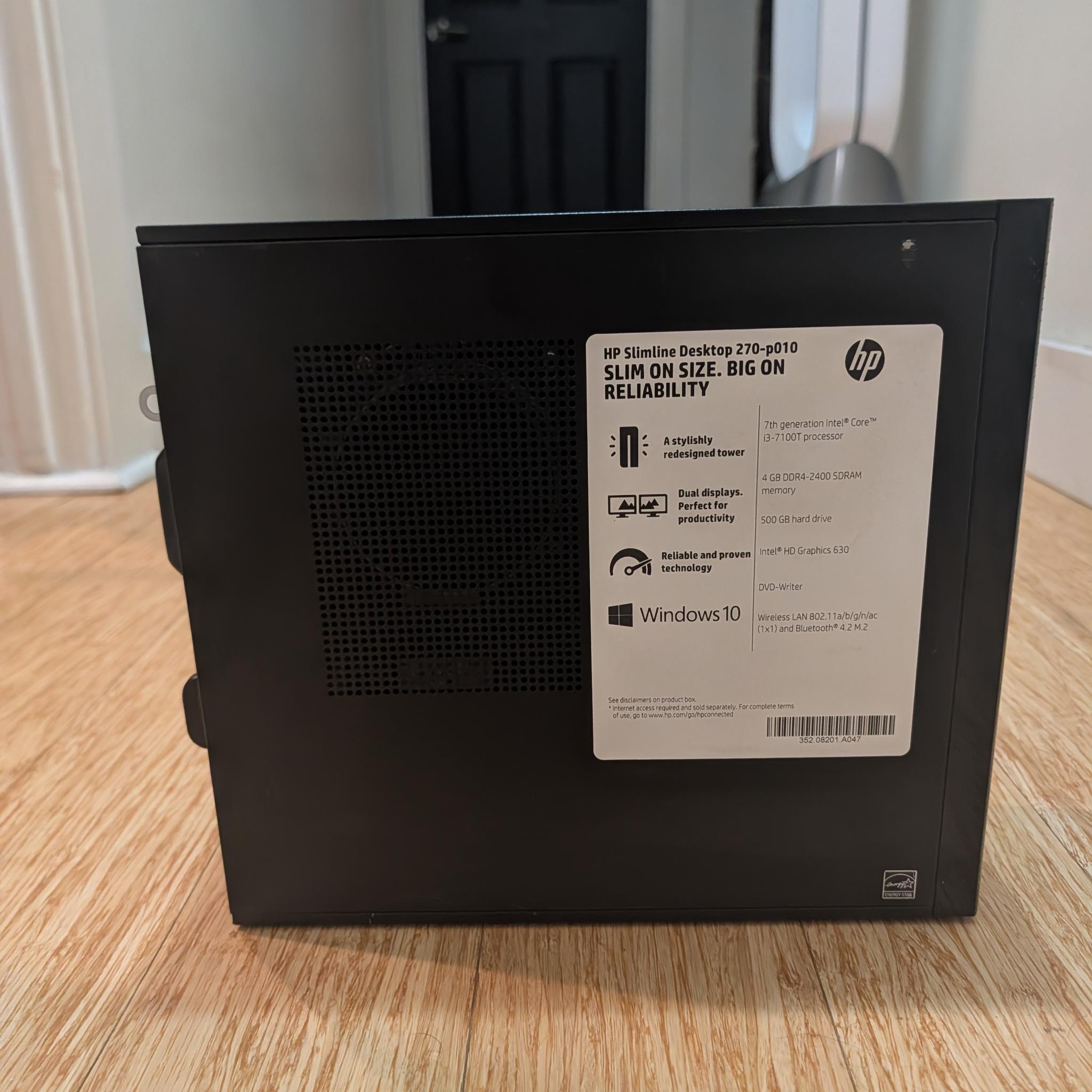 HP Slimline desktop PC | I3 7100T | 256GB NVME | 4GB DDR4 |