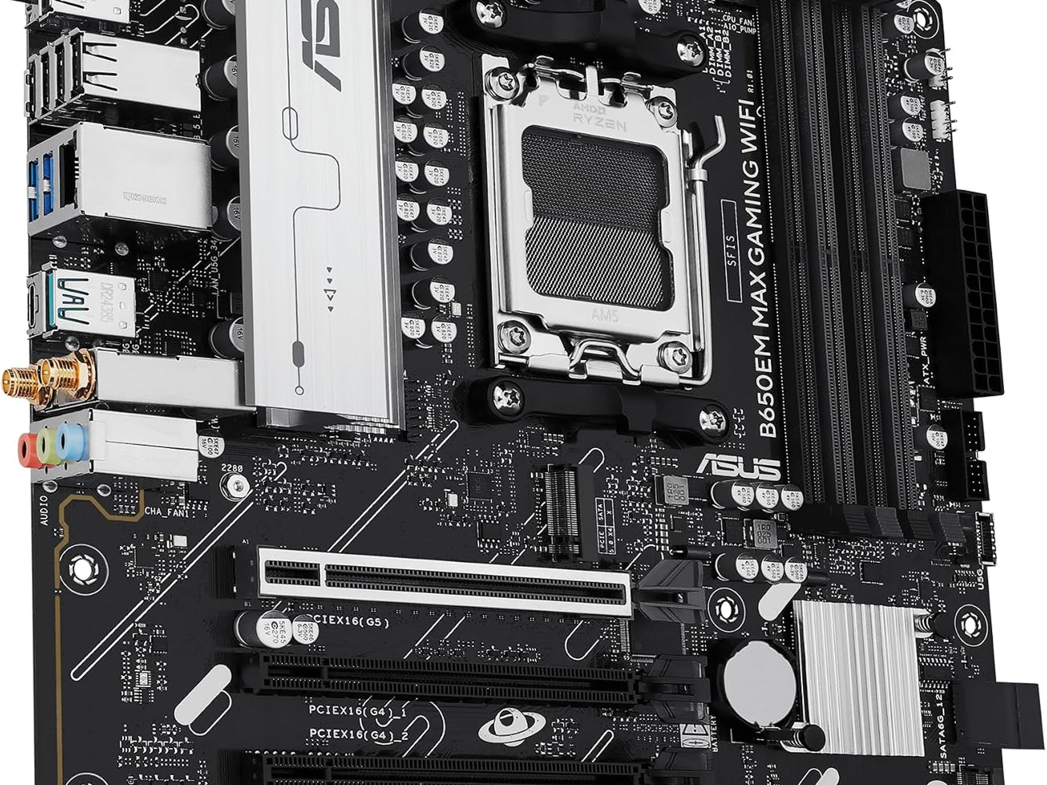 ASUS B650EM MAX GAMING WIFI AMD B650 AM5 DDR5 MicroATX Desktop Motherboard