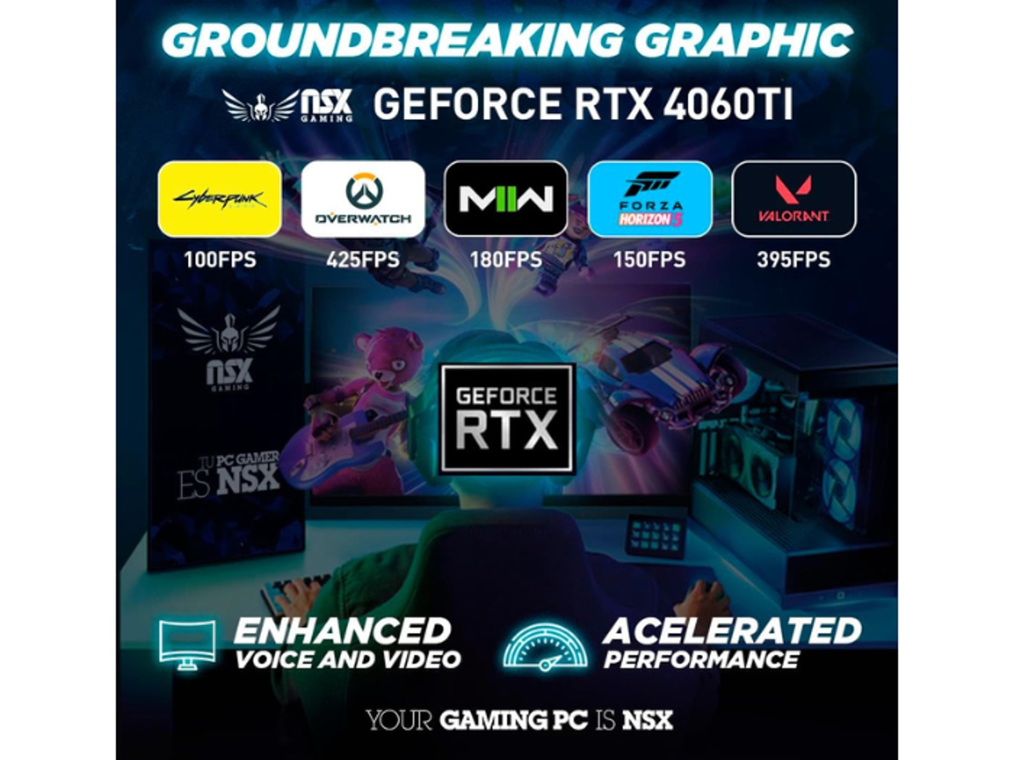 Nsx Gaming Pc Falcon Ryzen 5 5600X Geforce RTX 4060 TI, 16GB RAM, 1TB SSD NVME M2, Windows 11 Home