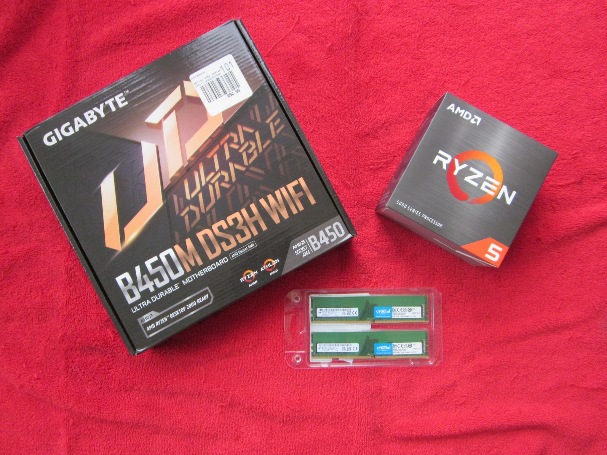 AMD Ryzen 5 5500 + Gigabyte B450M  DS3H WiFi + 16Gb DDR4 3200