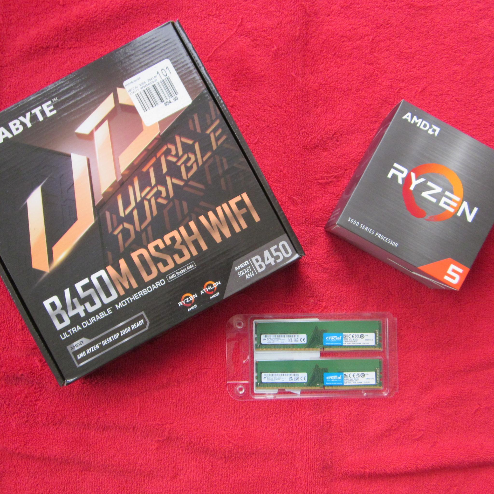 AMD Ryzen 5 5500 + Gigabyte B450M  DS3H WiFi + 16Gb DDR4 3200