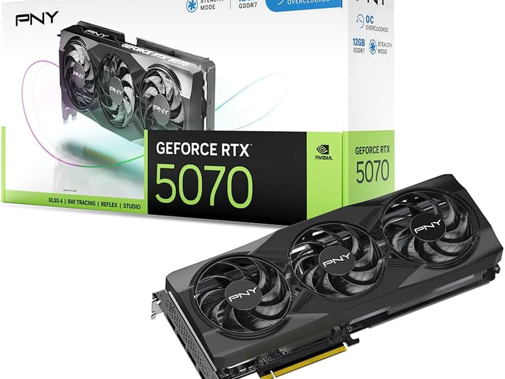 PNY NVIDIA GeForce RTX™ 5070 OC Triple-Fan Graphics Card 12GB GDDR7