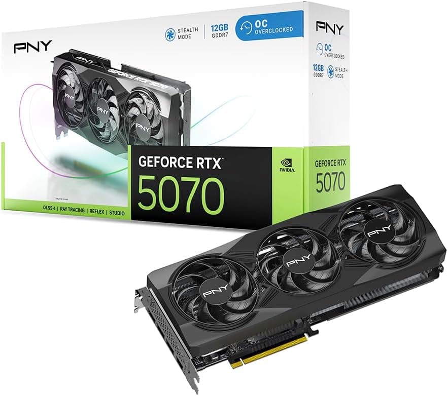 PNY NVIDIA GeForce RTX™ 5070 OC Triple-Fan Graphics Card 12GB GDDR7