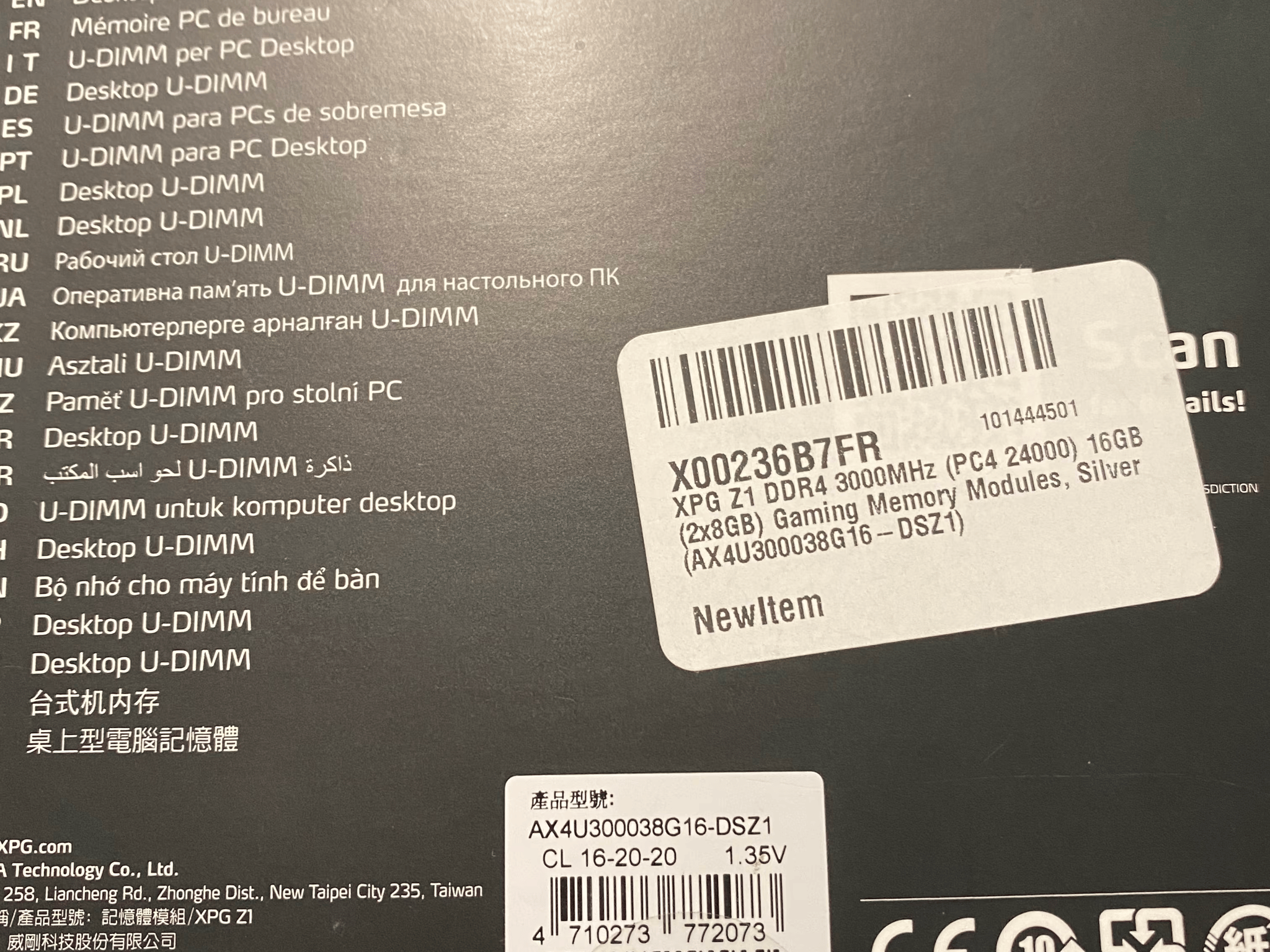 ADATA XPG Z1 16GB (2x8GB) DDR4 3000MHz CL16