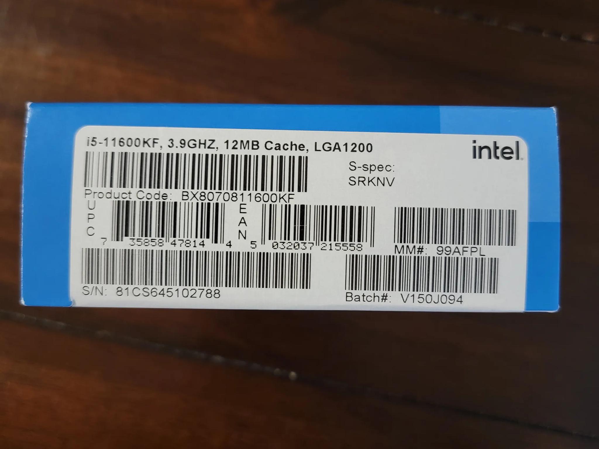 Intel Core i5-11600KF - Core i5 11th Gen Rocket Lake 6-Core 3.9 GHz LGA 1200