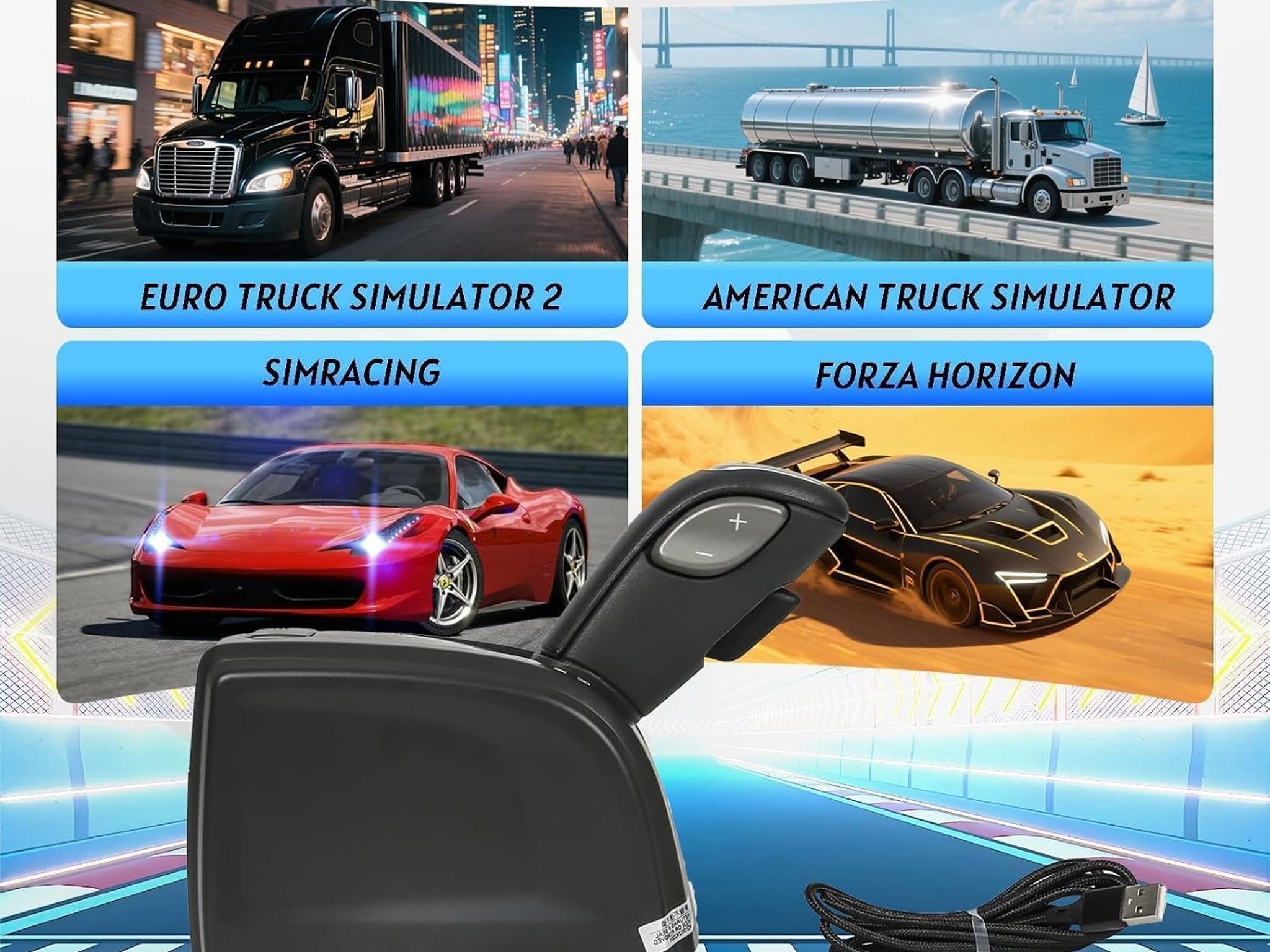 RYLNOK 3-in-1 Handbrake&Automatic&Manual Transmission Gear Shift for PC USB for ETS 2 /ATS
