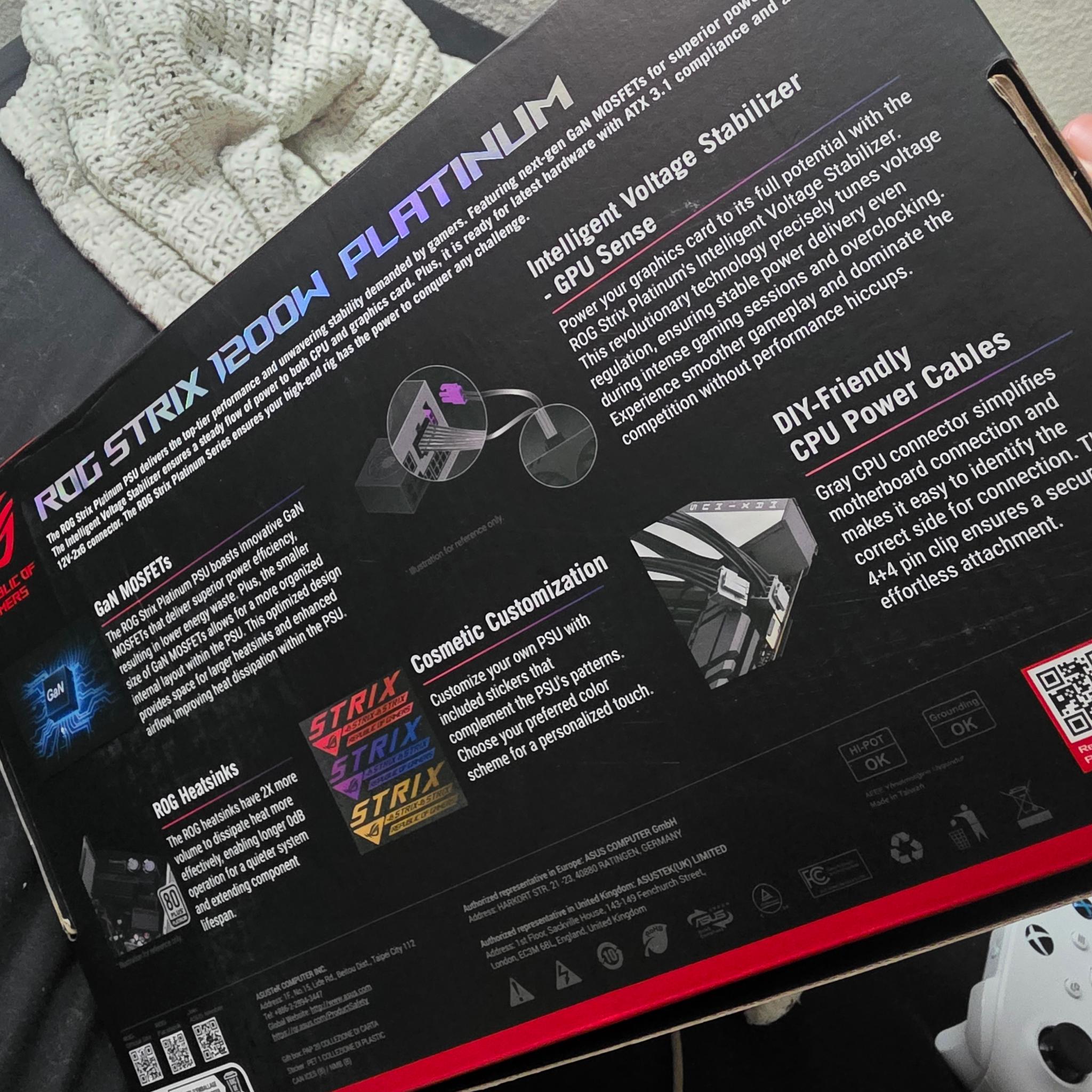 ASUS ROG Strix 1200W Platinum Gaming Power Supply – Open Box / Never Used