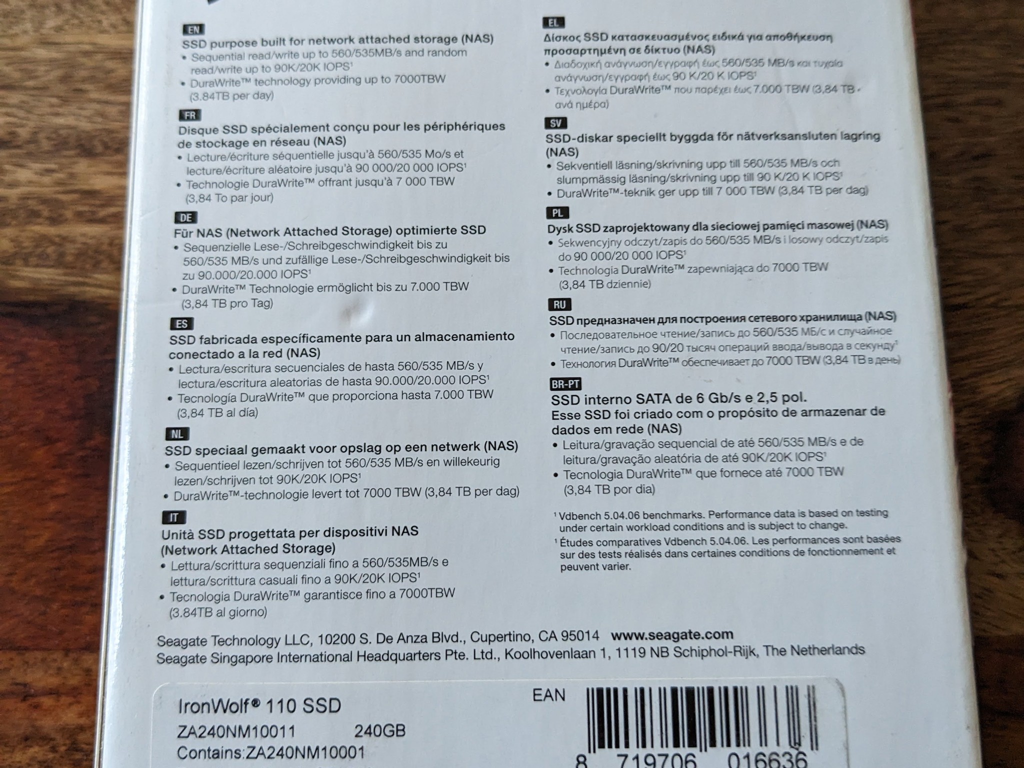 240GB IronWolf 110 SSD 2.5" Internal SATA 560MB/s w/ ONLY 6 HOURS of USE! IOB