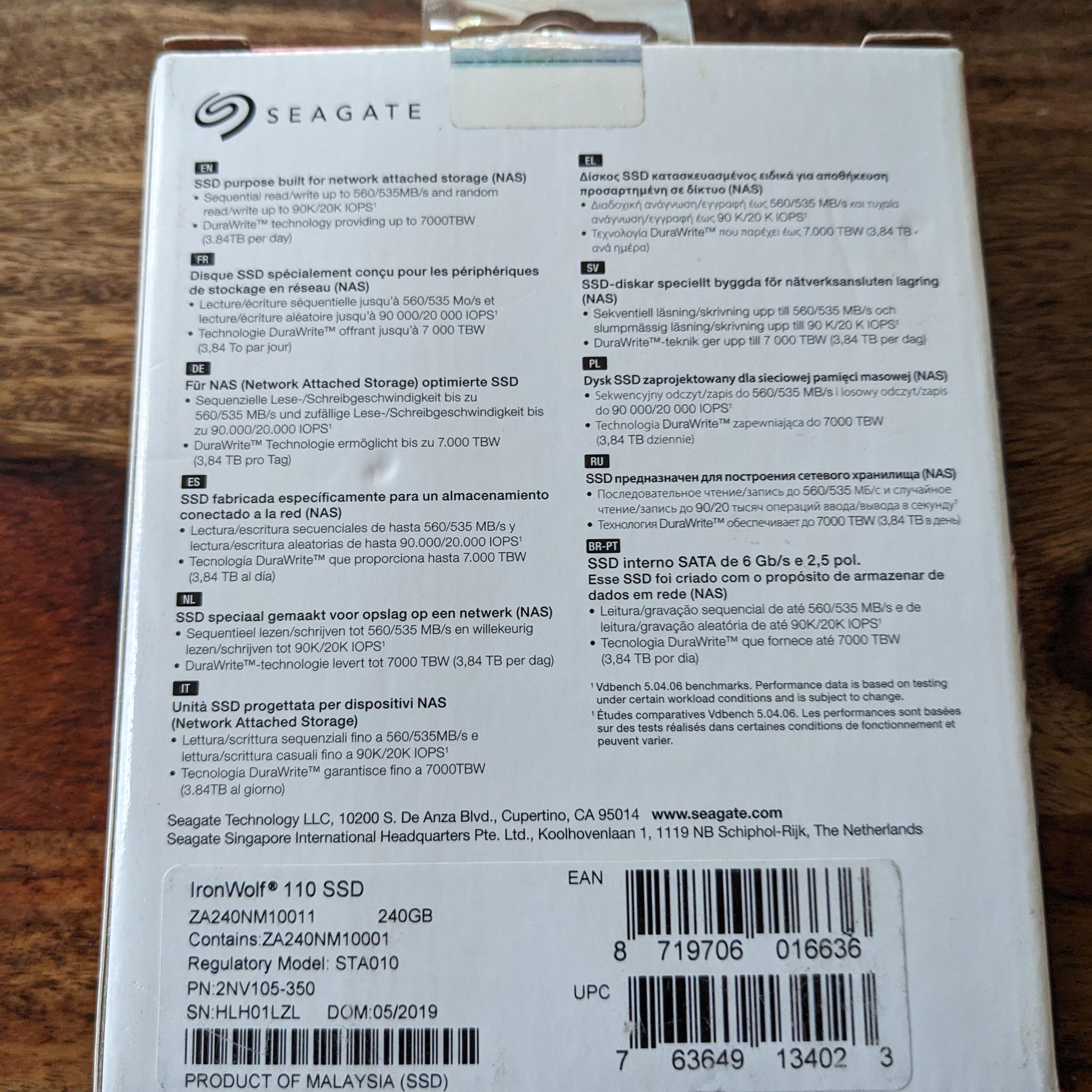 240GB IronWolf 110 SSD 2.5" Internal SATA 560MB/s w/ ONLY 6 HOURS of USE! IOB