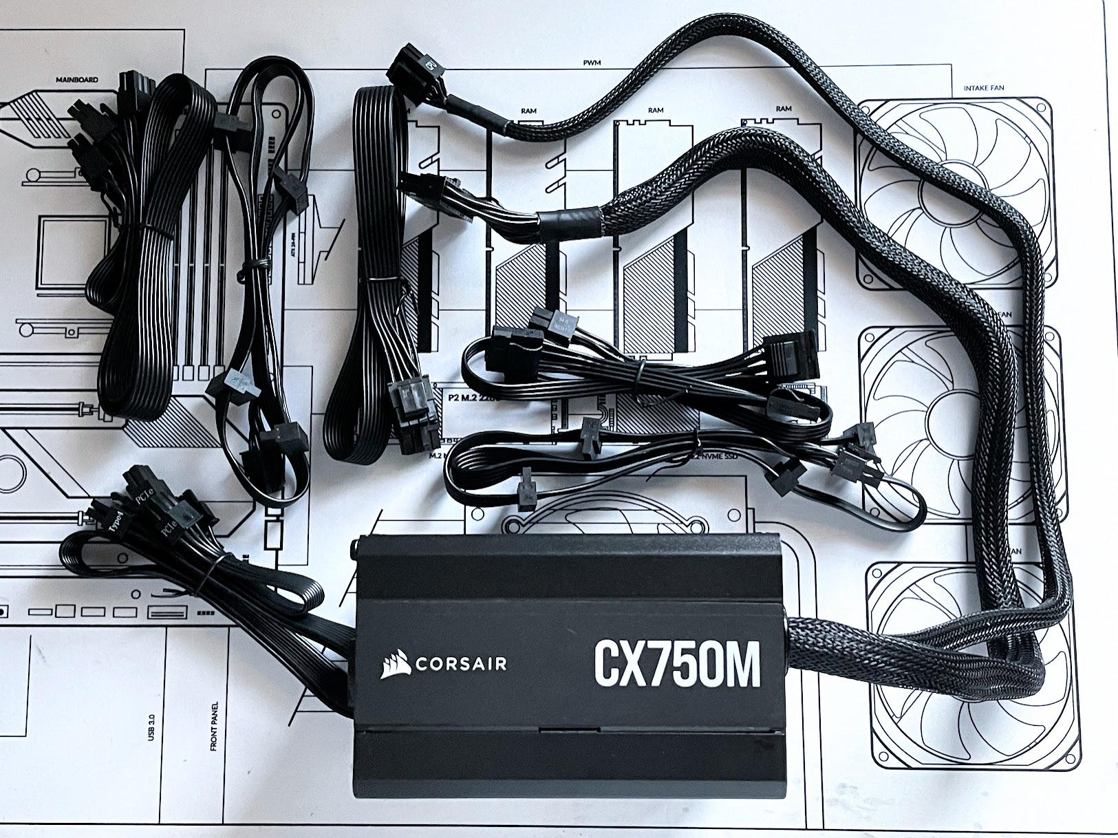 Corsair CX750M - 750 Watt 80 PLUS Bronze Certified Semi-Modular ATX PSU w/ All Original Cables