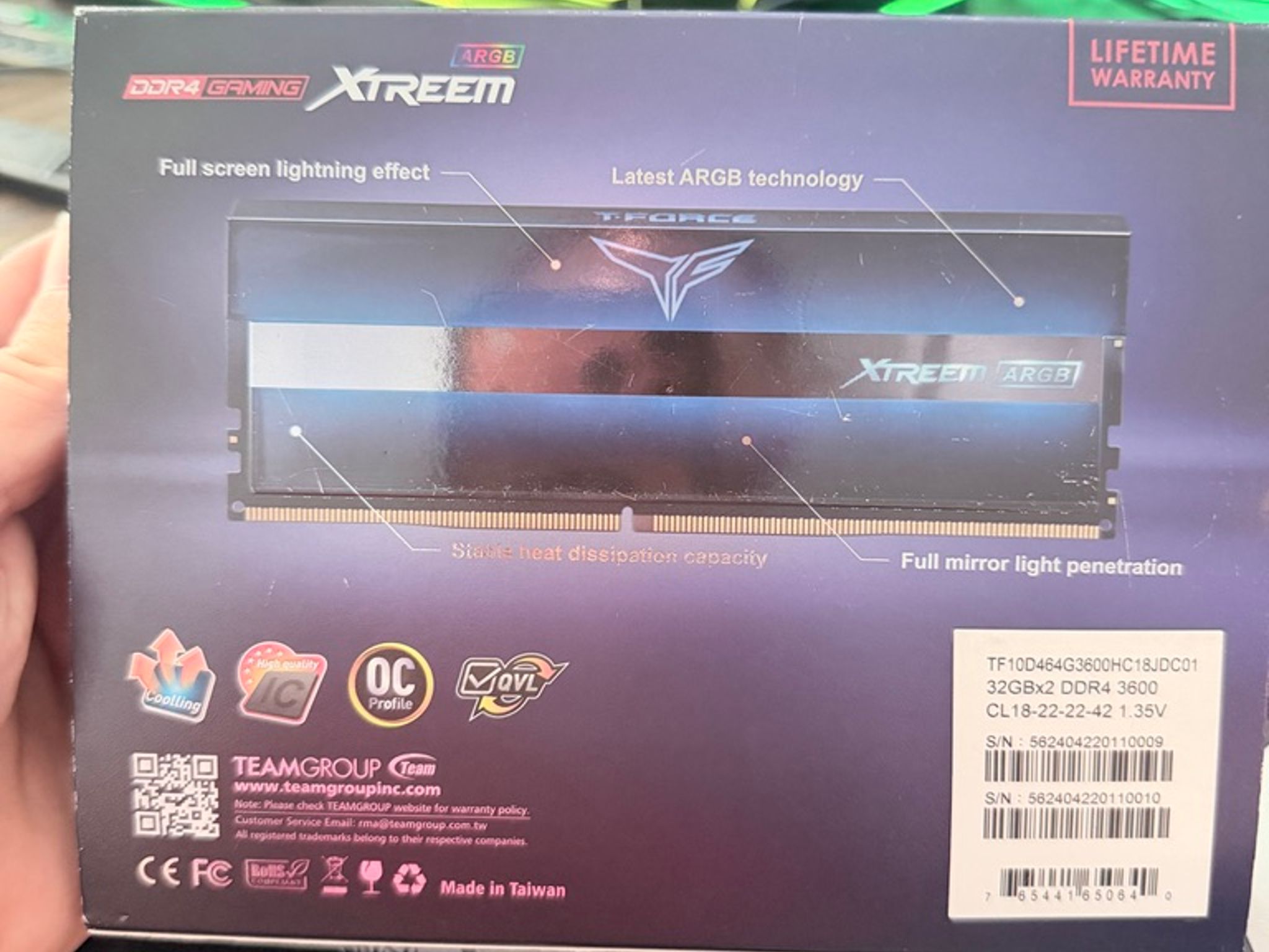 TEAMGROUP T-Force Xtreem ARGB 64GB (2x32GB) DDR4 3600 MT/s CL18