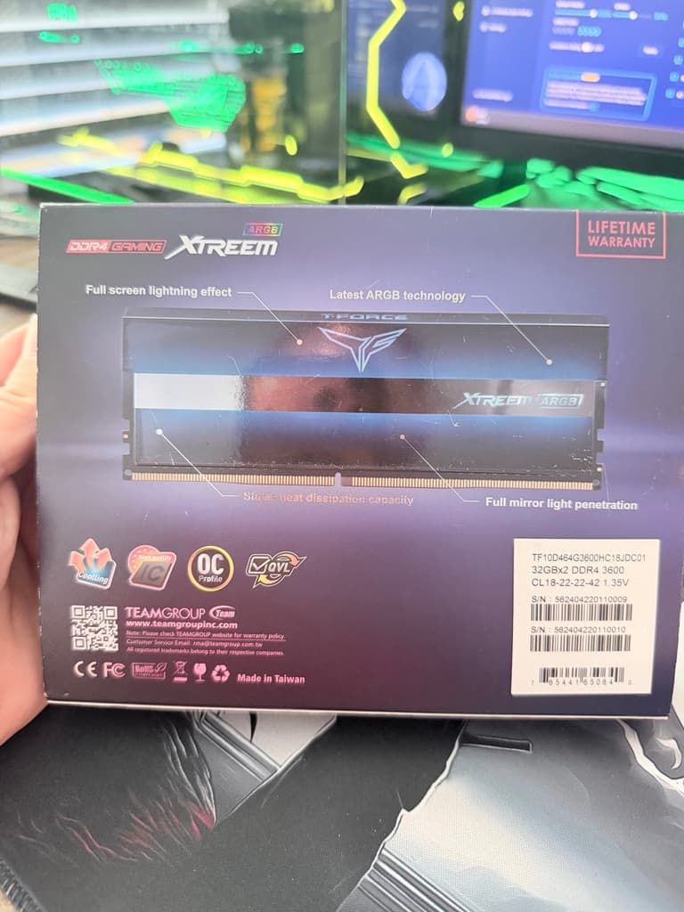 TEAMGROUP T-Force Xtreem ARGB 64GB (2x32GB) DDR4 3600 MT/s CL18