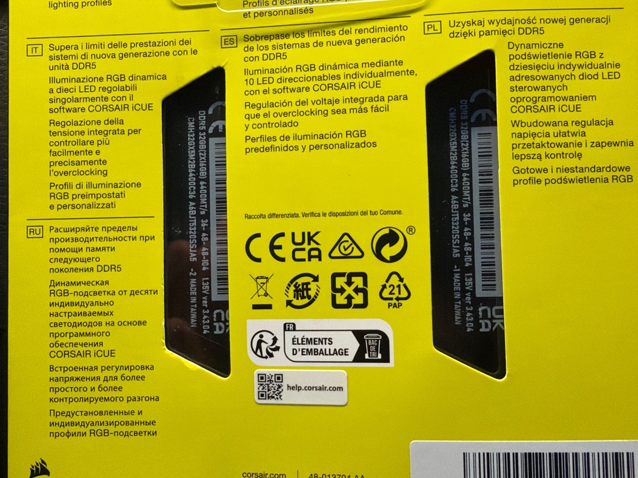 Corsair Vengeance RGB DDR5 32GB (2×16GB) 6400 MHz – Brand New, High‑Performance Kit
