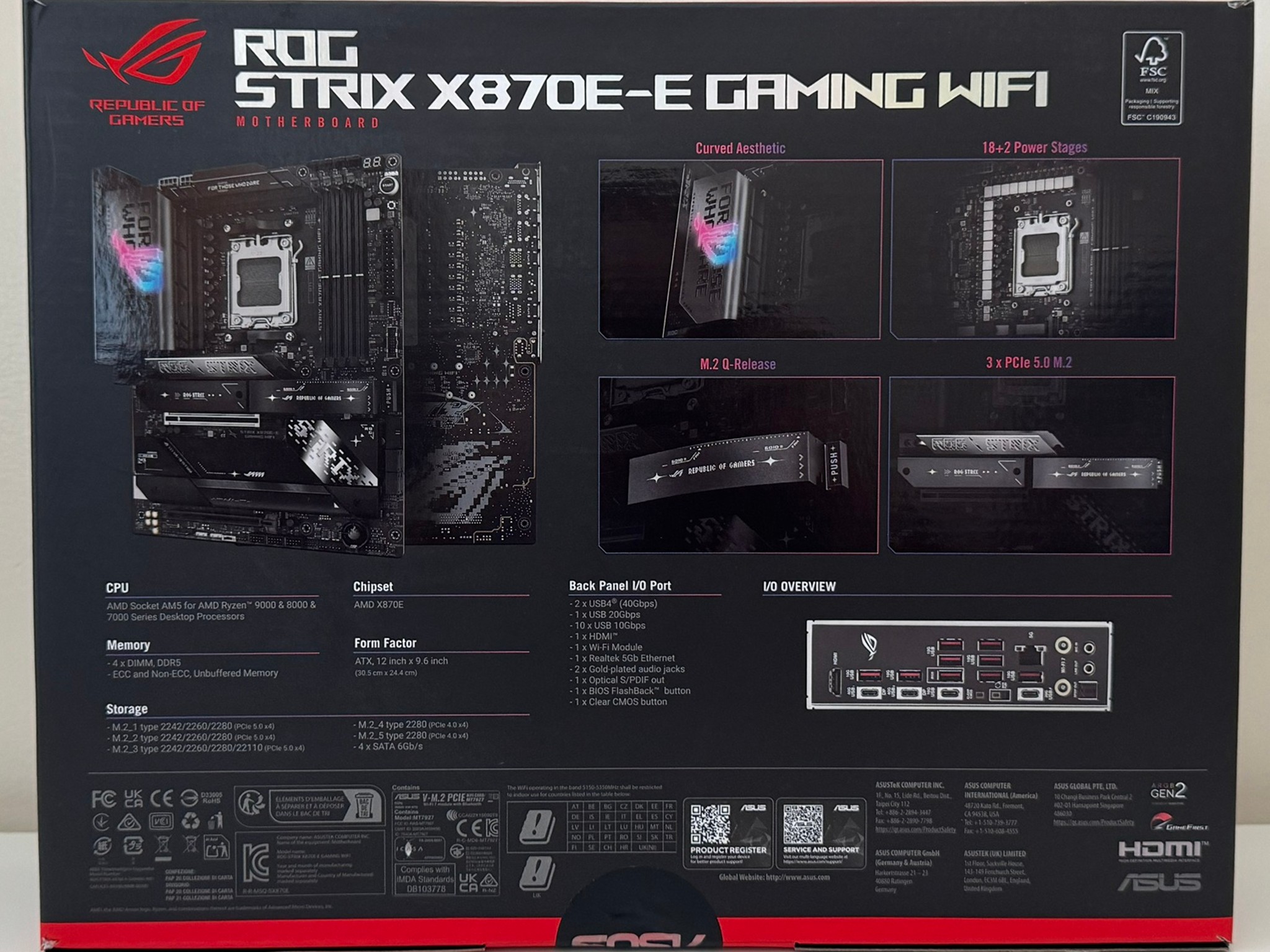 New ASUS ROG STRIX X870E-E GAMING WIFI AMD AM5 X870E ATX Motherboard - WiFi 7, 5x M.2, PCIe 5.0