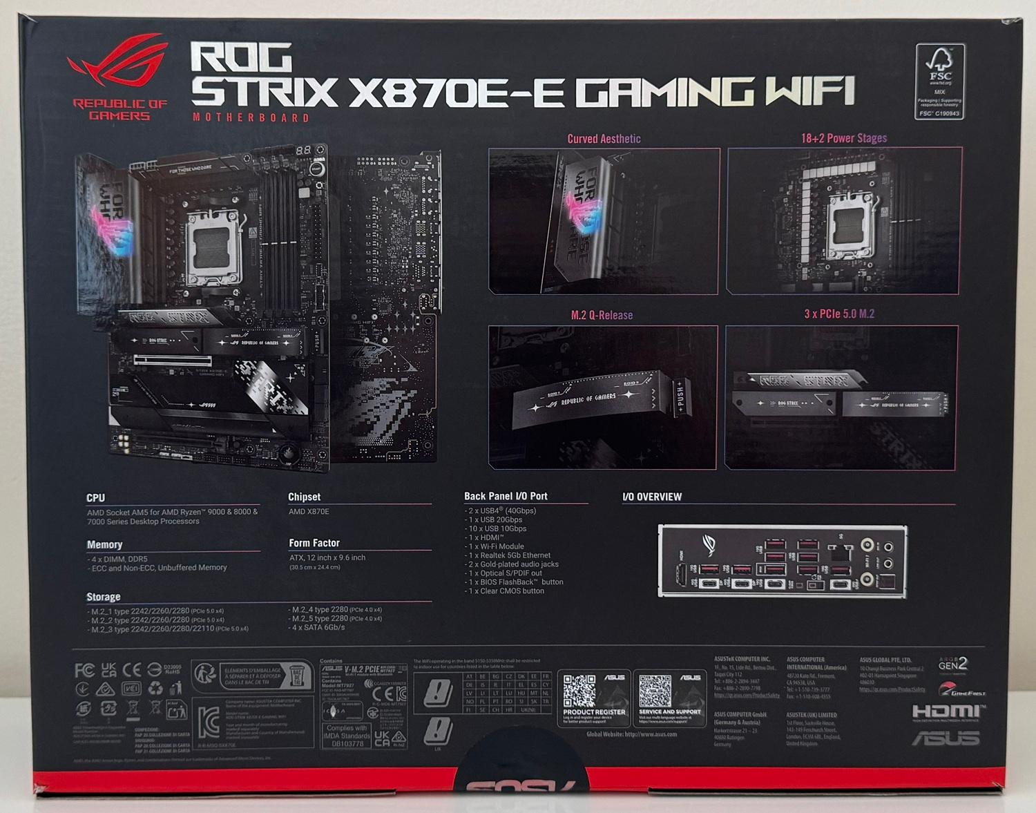 New ASUS ROG STRIX X870E-E GAMING WIFI AMD AM5 X870E ATX Motherboard - WiFi 7, 5x M.2, PCIe 5.0