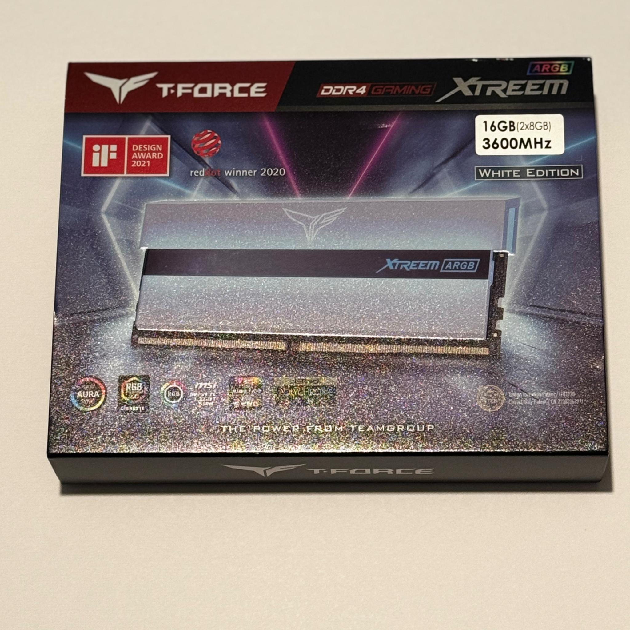 TEAMGROUP T-Force XTREEM ARGB 3600MHz CL18 16GB (2x8GB)DDR4 Desktop Gaming Memory Ram (White) *Used*