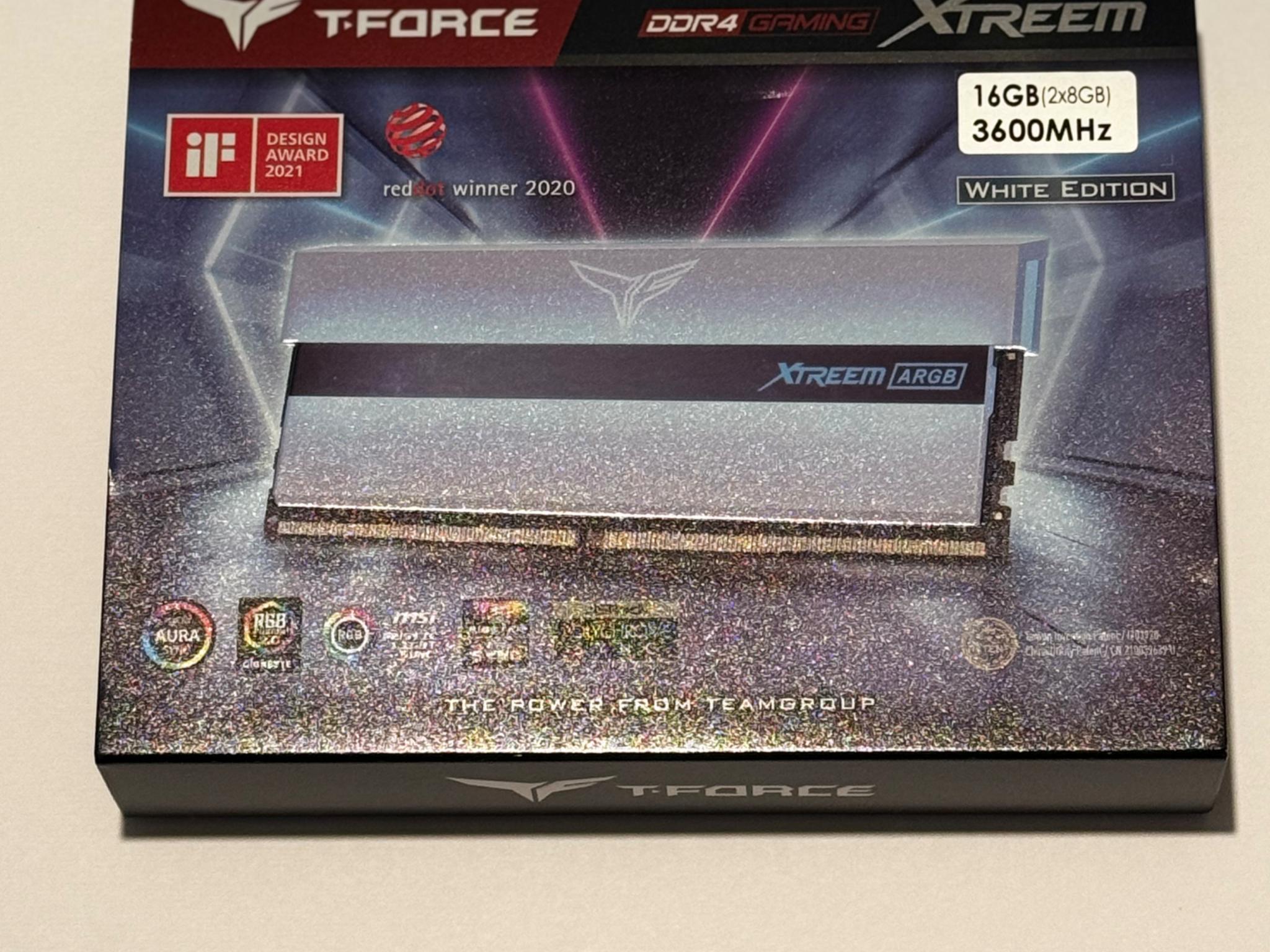 TEAMGROUP T-Force XTREEM ARGB 3600MHz CL18 16GB (2x8GB)DDR4 Desktop Gaming Memory Ram (White) *Used*
