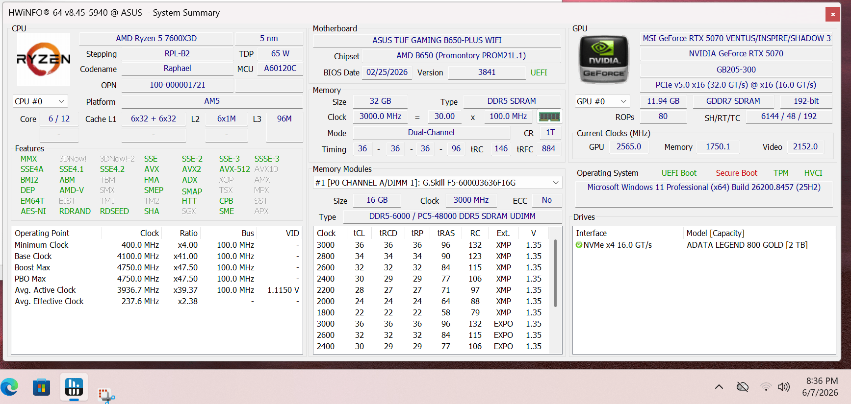 7600X3D | RTX 5070 | 32GB | 2TB | 1440p / 4K Gaming PC