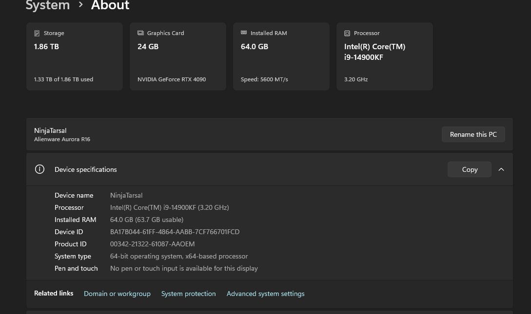 Alienware Aurora R16 | i9 | RTX 4090 | 64GB DDR5 | 2TB NVMe – High-End Gaming PC