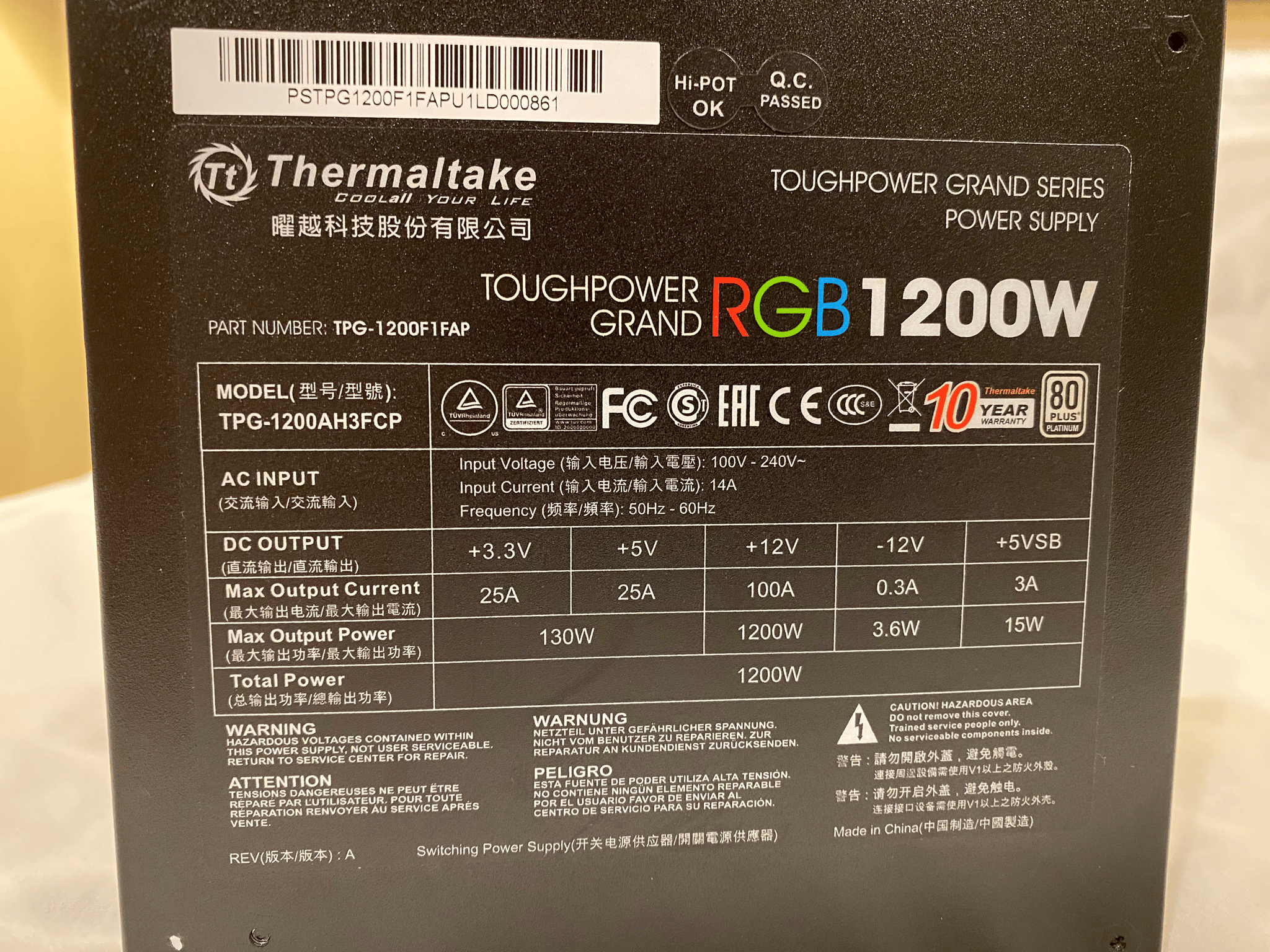 System Pull TT 1200W Platinum PSU