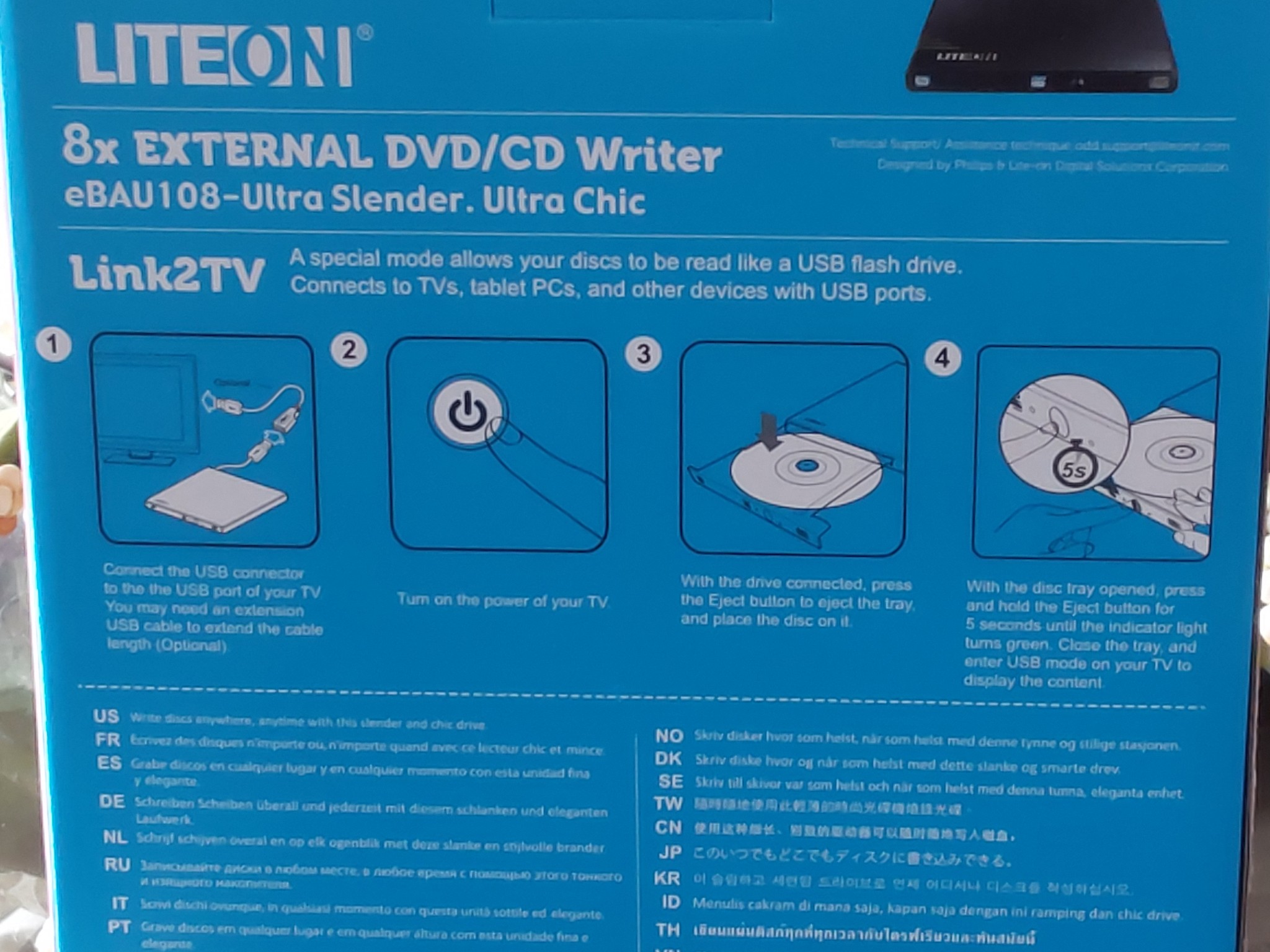 NEW Lite-On 8x External Compact USB DVD/CD-Writer
