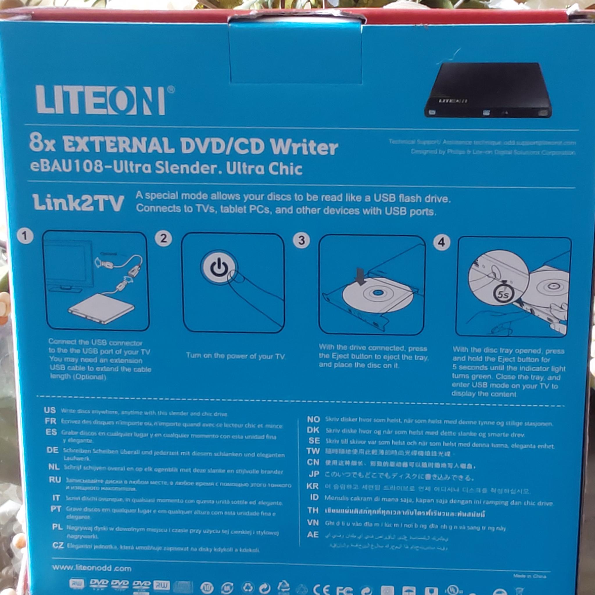 NEW Lite-On 8x External Compact USB DVD/CD-Writer