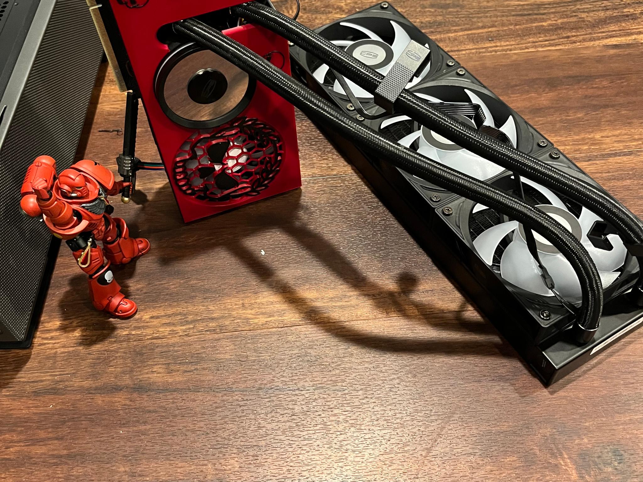 GRIMDARK RTX3080 7600X3D 32GB DDR5 PC w/ Warhammer 40K Action Figure - Dual AIO Watercooled - UNIQUE