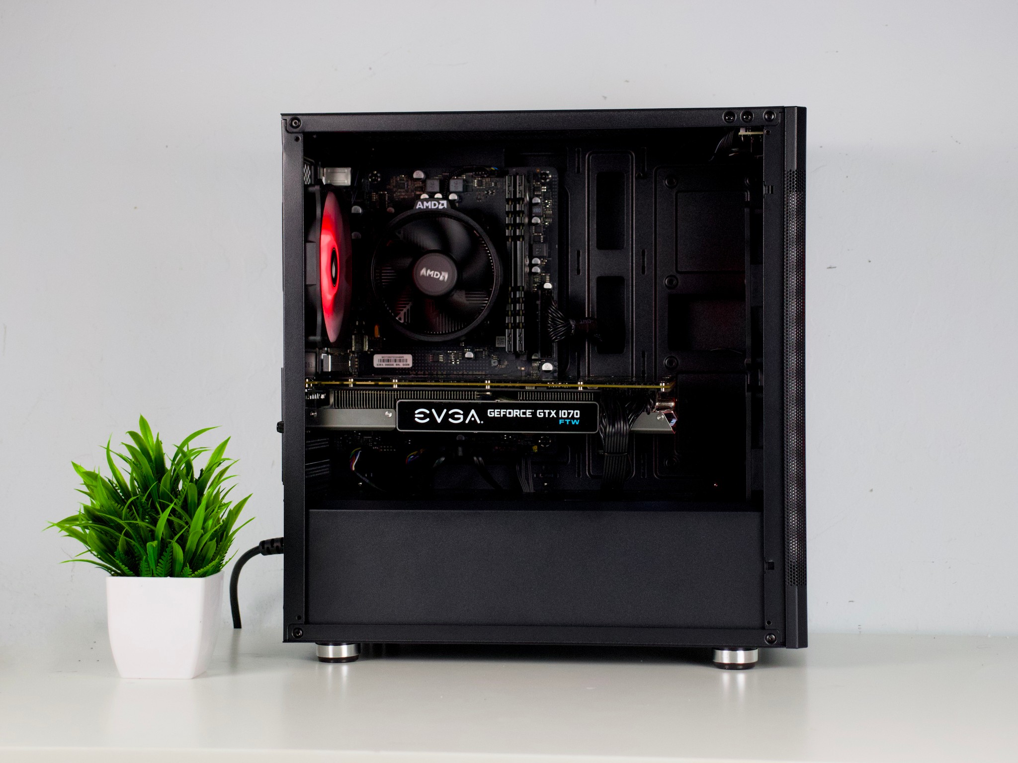 🟥⬛Black Gaming PC – GTX 1070 8G, Ryzen 5 2600, 16GB RAM, 500GB SSD - WiFi ⬛🟥