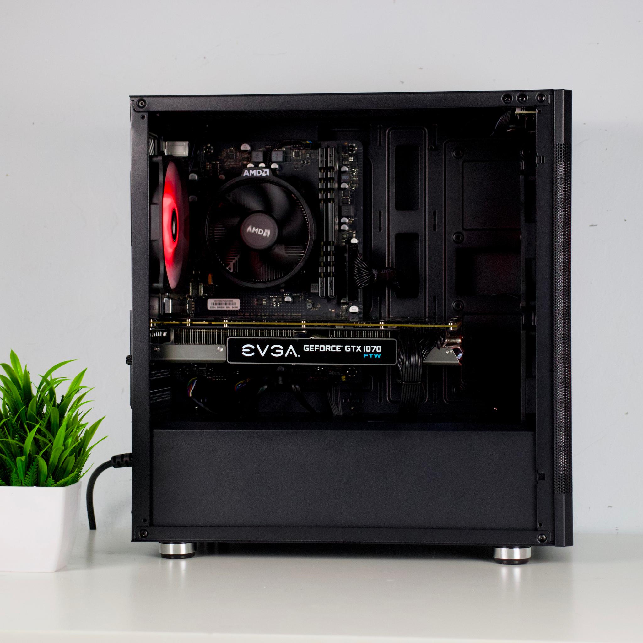 🟥⬛Black Gaming PC – GTX 1070 8G, Ryzen 5 2600, 16GB RAM, 500GB SSD - WiFi ⬛🟥