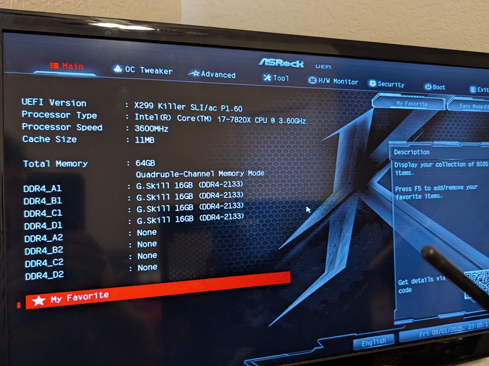 Intel I7 7820X Workstation