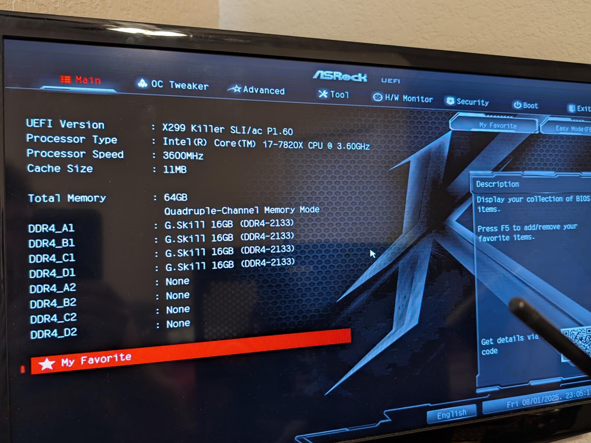 Intel I7 7820X Workstation