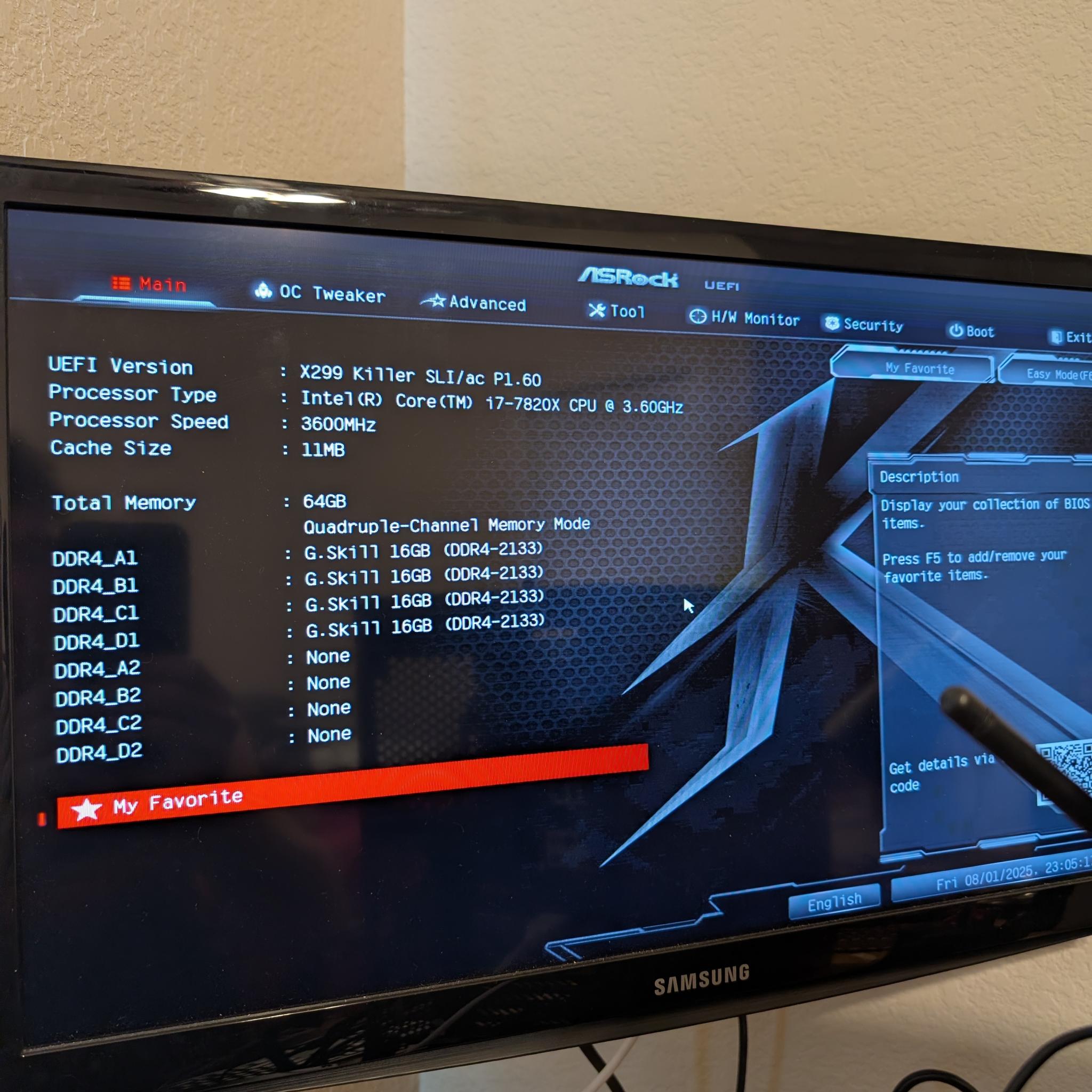 Intel I7 7820X Workstation