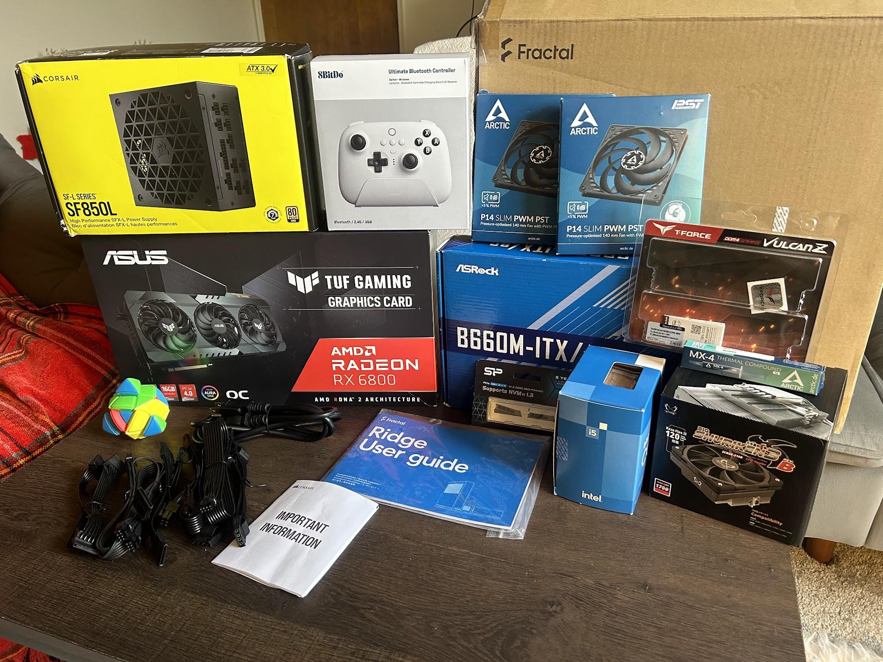 Mini itx Core i5 12500, Asus TUF RX6800 16GB, 2TB, 32GB RAM, PSU 850w, Fractal Ridge Case HTPC