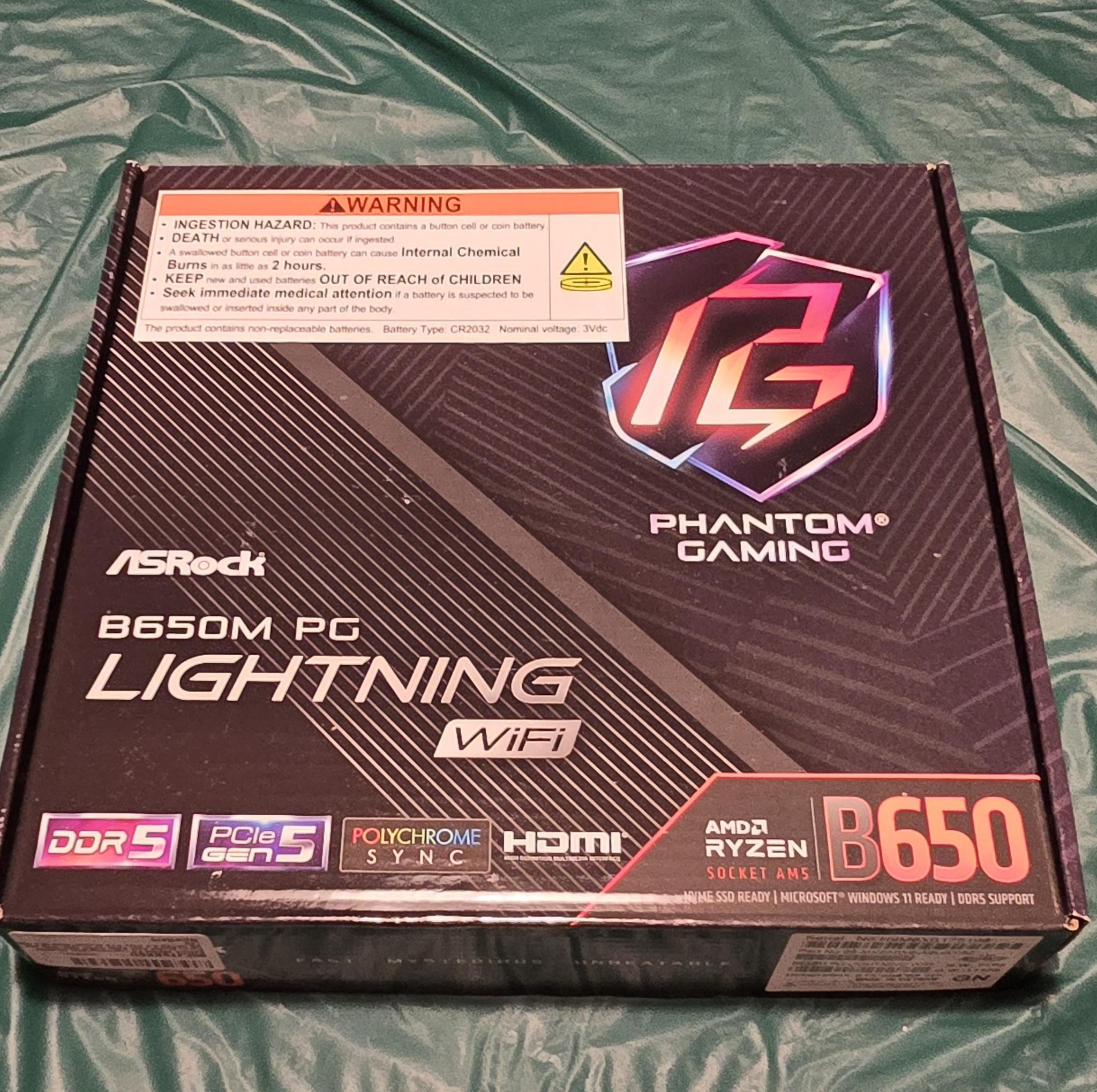 ASRock B650M PG Lightning WiFi 6E AMD Ryzen Socket AM5 SATA3 6.0 Gb/s ATX Motherboard M.2 RGB LED
