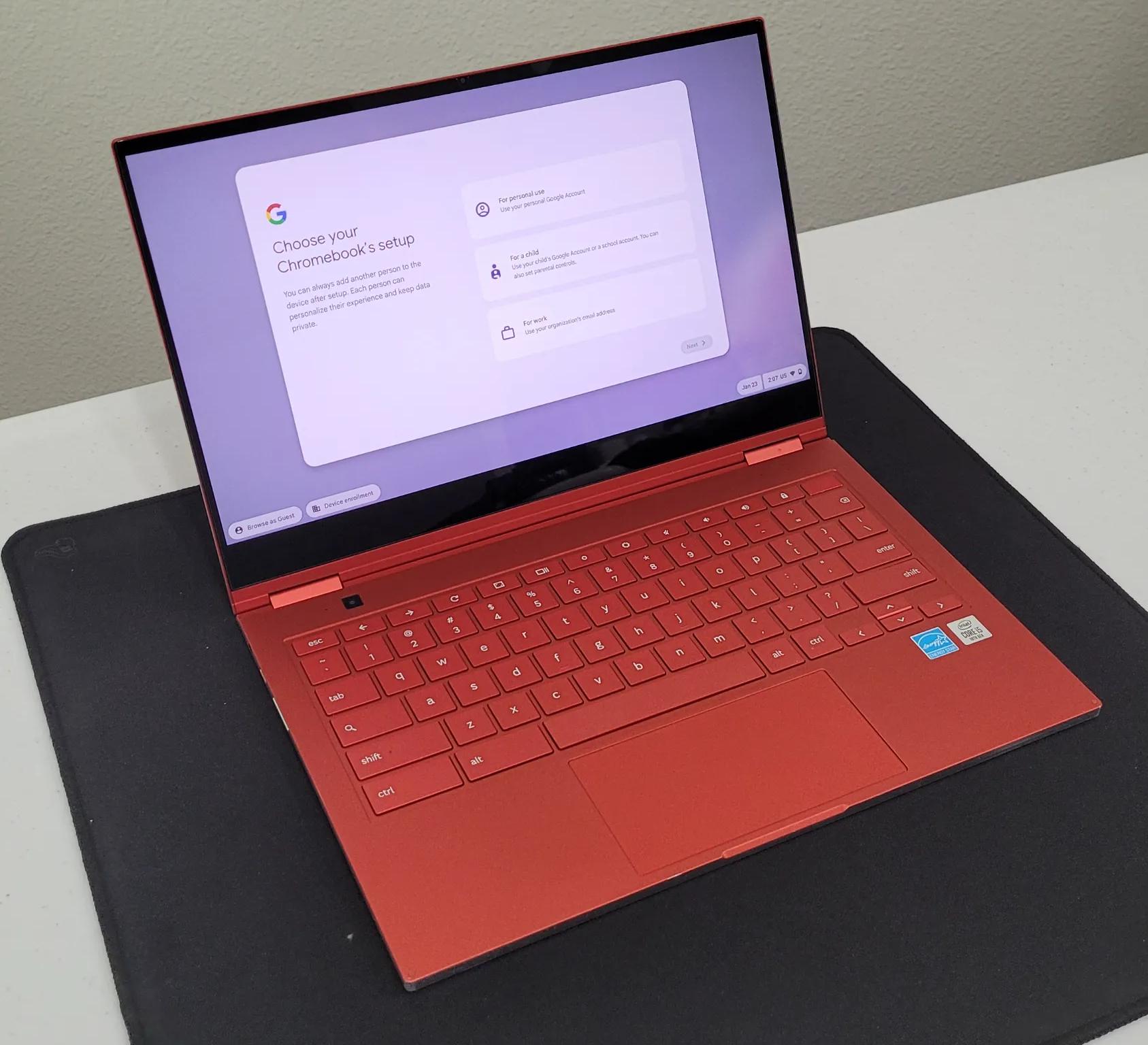 Samsung Galaxy 13.3" 4K Touch-Screen Chromebook Intel Core i5 8GB RAM 256GB SSD Fiesta Red
