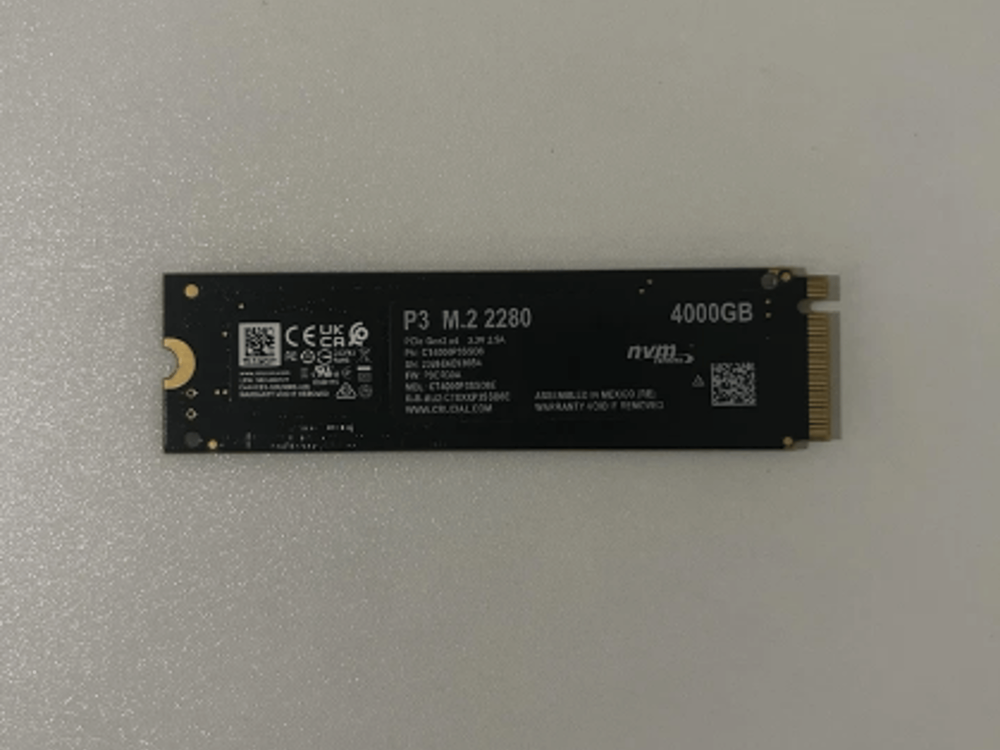 Crucial P3 4TB M.2 NVME 2280mm NVME Gen 3X4 SSD CT4000P3SSD8
