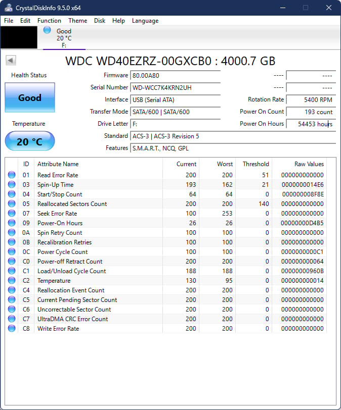 USED - WD Blue 4TB Desktop Hard Disk Drive - 5400 RPM SATA 6Gb/s 64MB Cache 3.5 Inch - WD40EZRZ