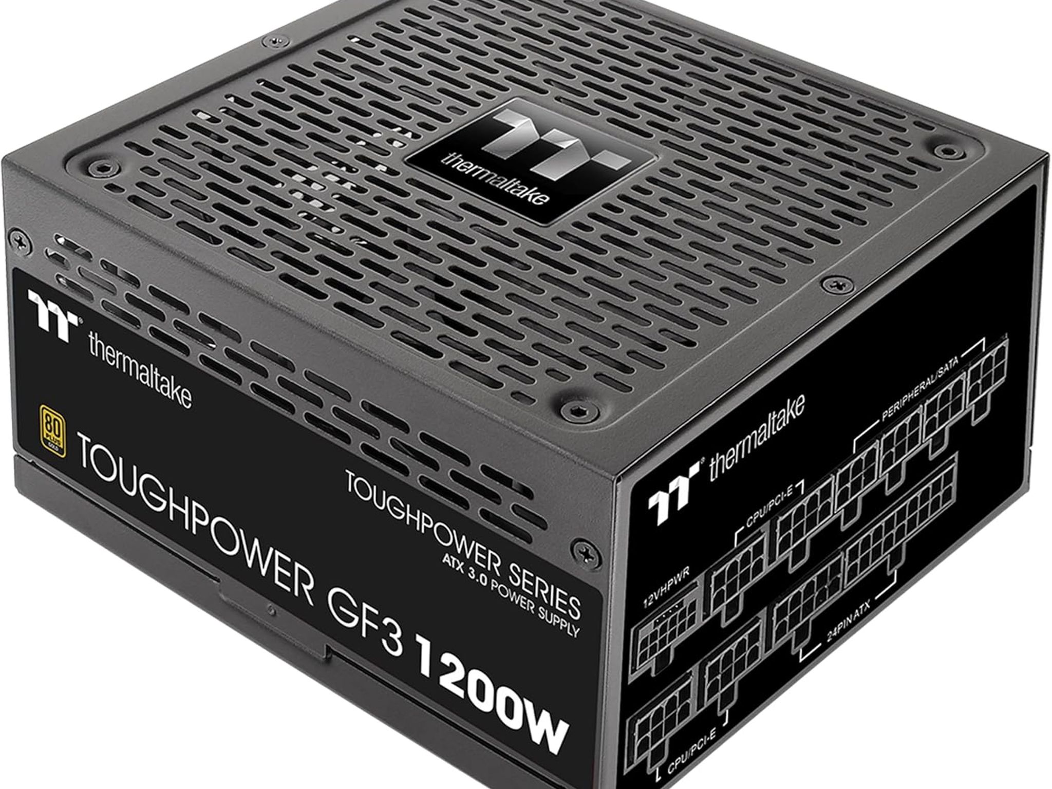 Thermaltake Toughpower GF3 1200W, True 600W 12VHPWR Connectors on PSU 80+ Gold, 8 Year Warranty