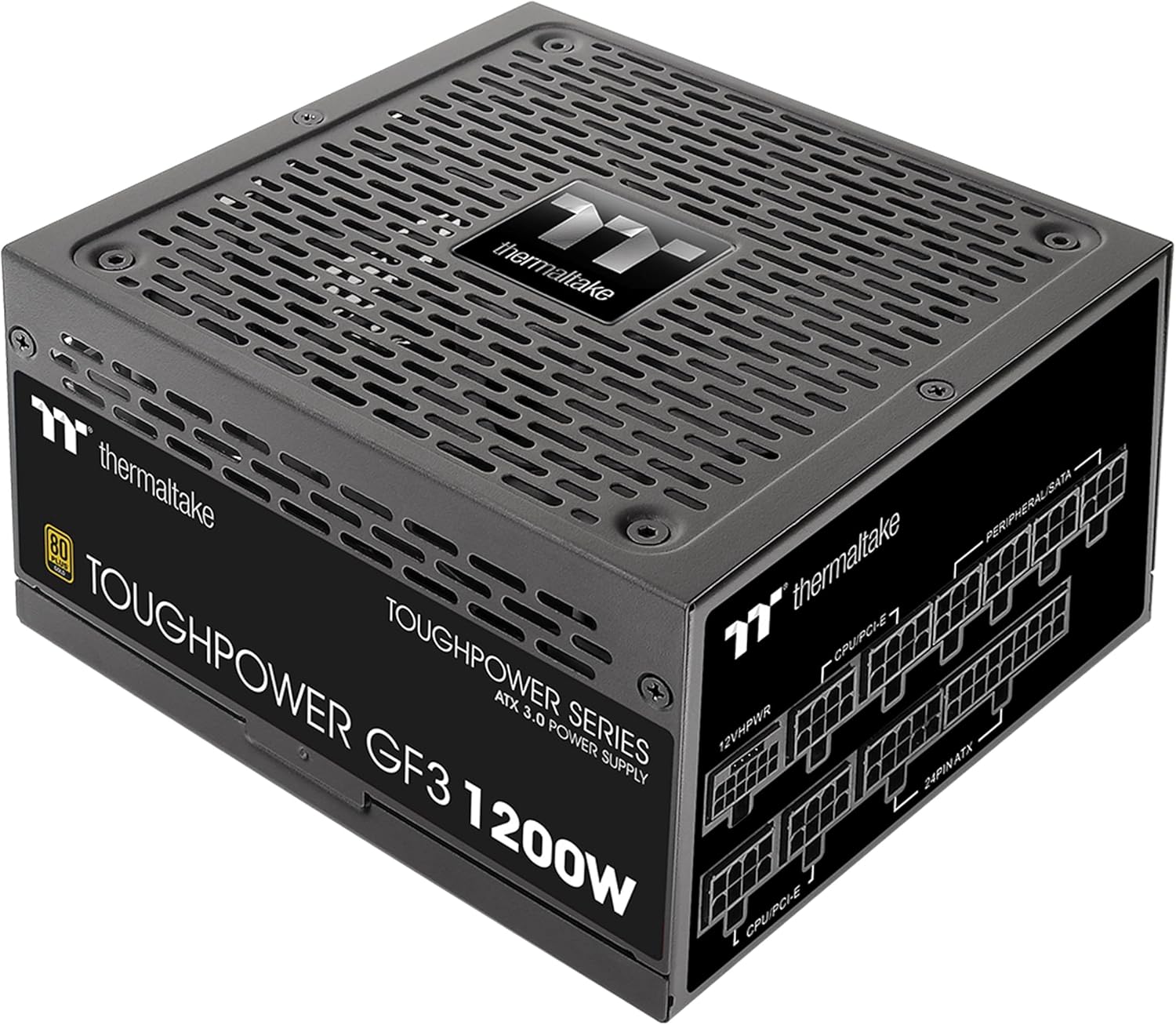 Thermaltake Toughpower GF3 1200W, True 600W 12VHPWR Connectors on PSU 80+ Gold, 8 Year Warranty